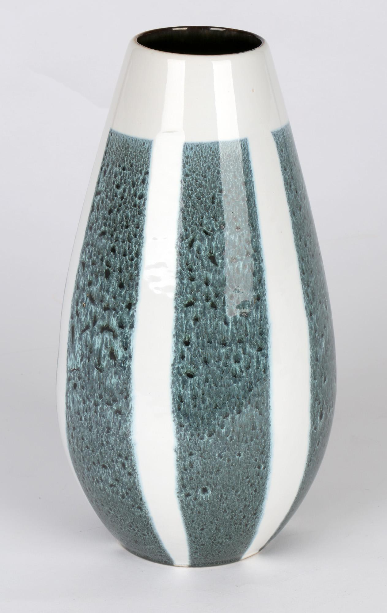 Mid-Century German Blue Panel Decorated Ceramic Vase For Sale 2