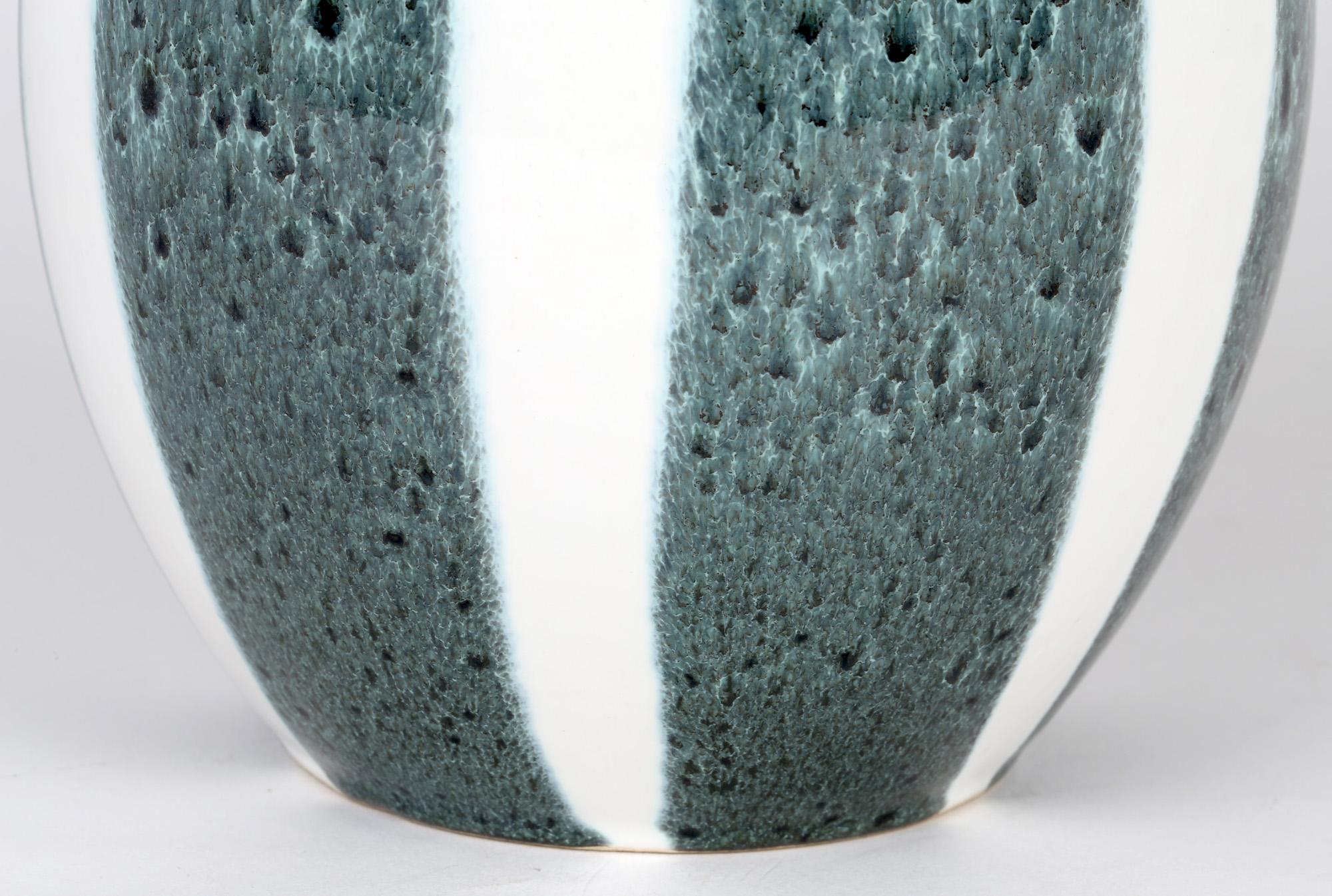 Mid-Century German Blue Panel Decorated Ceramic Vase For Sale 3
