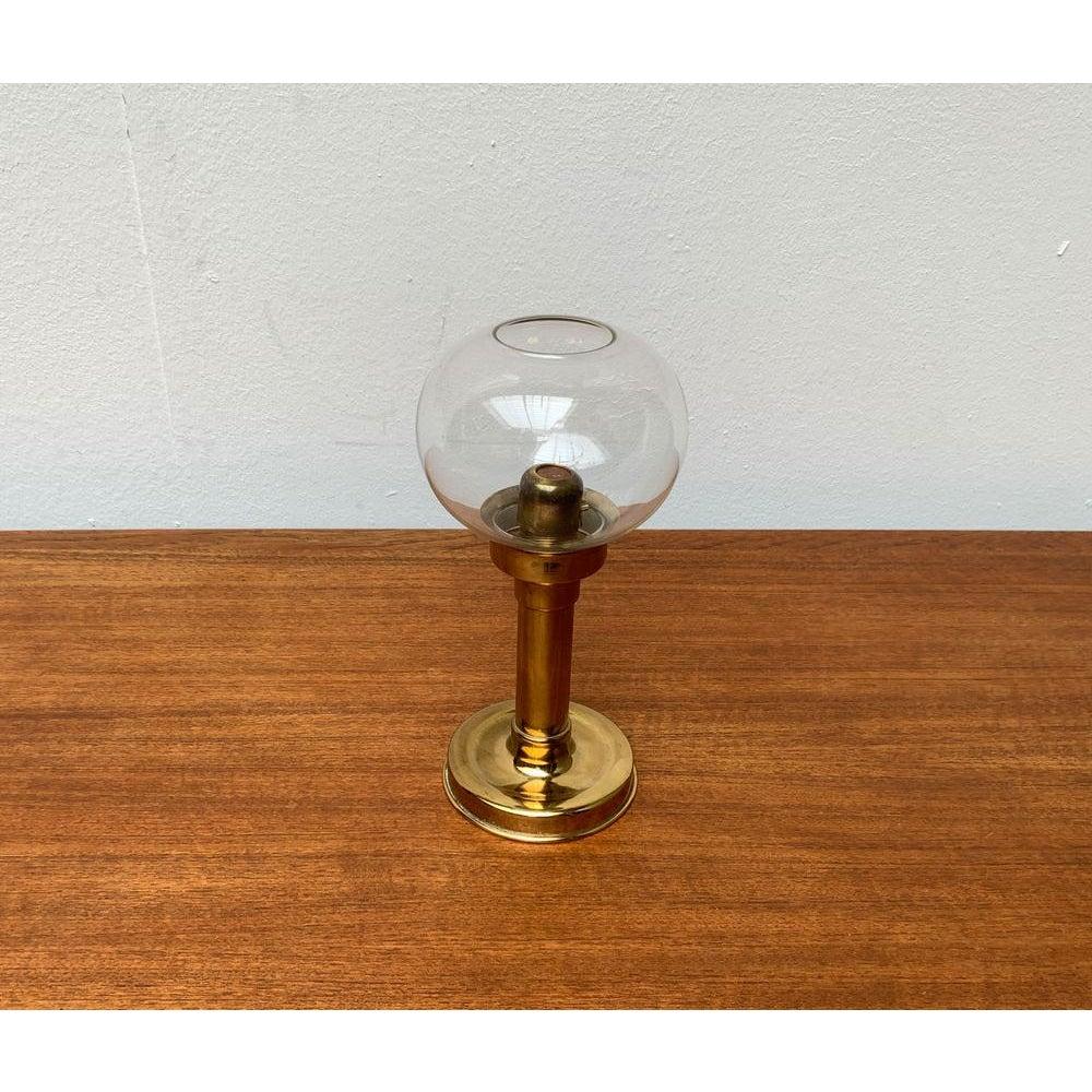 Bauhaus Mid-Century German Brass and Glass Candleholder by Harald Buchrucker, 1960s For Sale