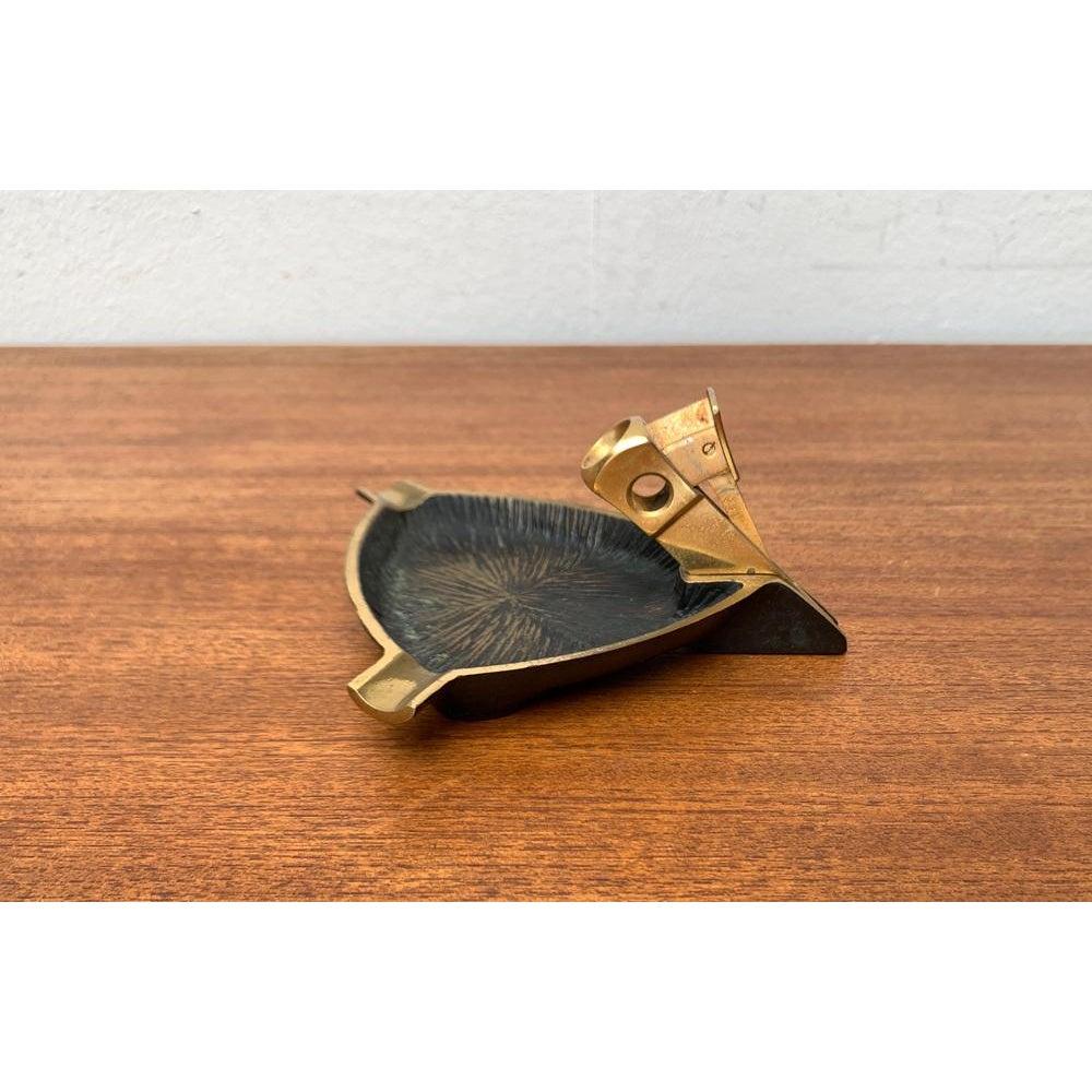 Mid-Century German Brass Ashtray with Cigar Cutter, 1950s In Excellent Condition For Sale In Hamburg, DE