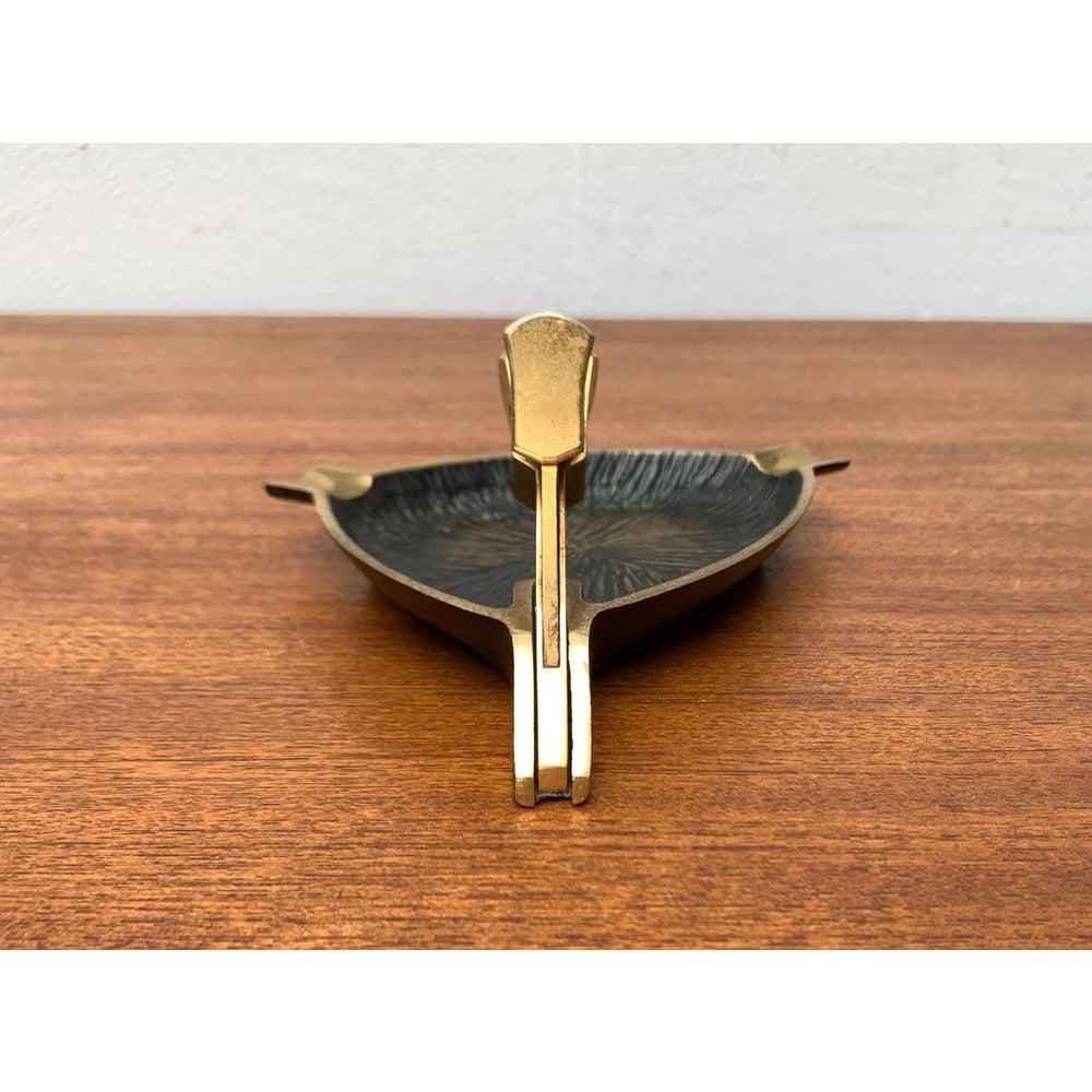 20th Century Mid-Century German Brass Ashtray with Cigar Cutter, 1950s For Sale