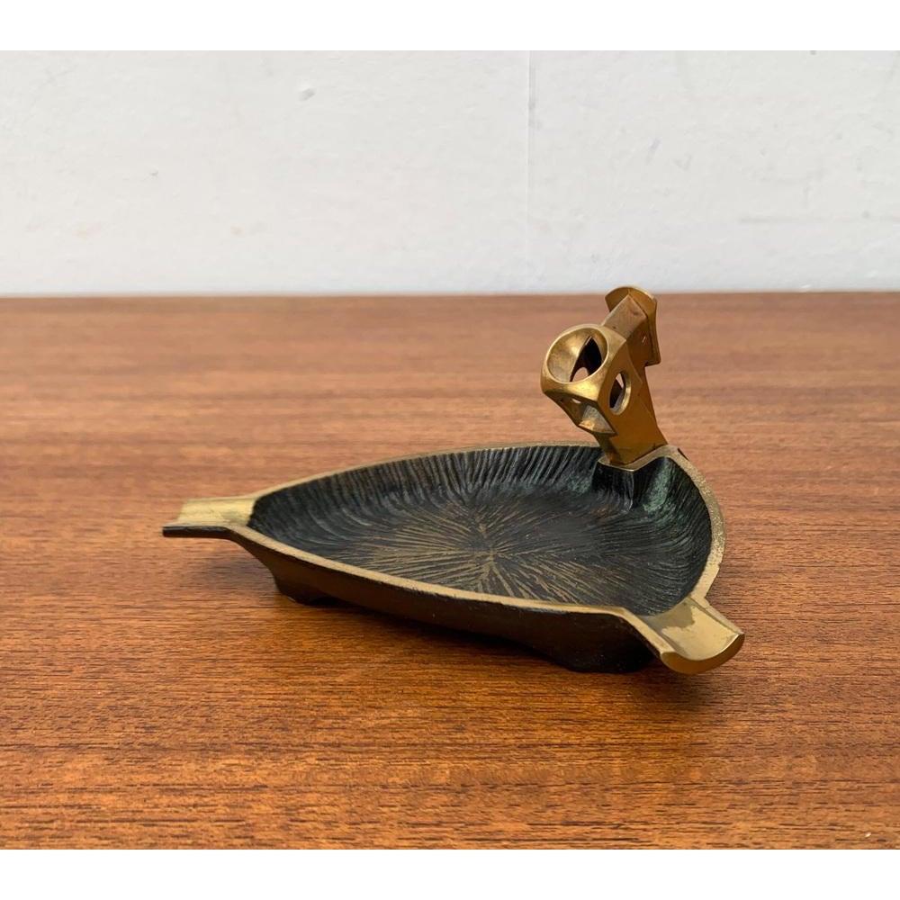 Mid-Century German Brass Ashtray with Cigar Cutter, 1950s For Sale 1