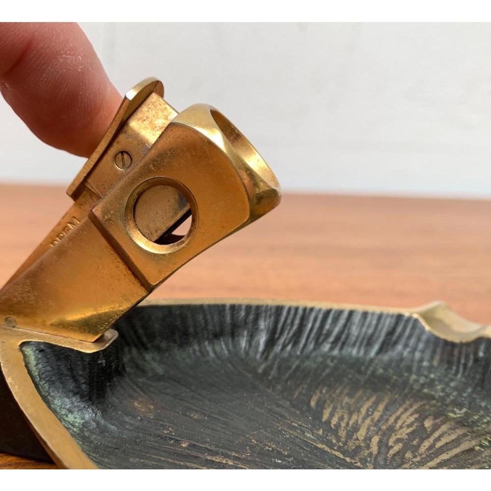 Mid-Century German Brass Ashtray with Cigar Cutter, 1950s For Sale 2