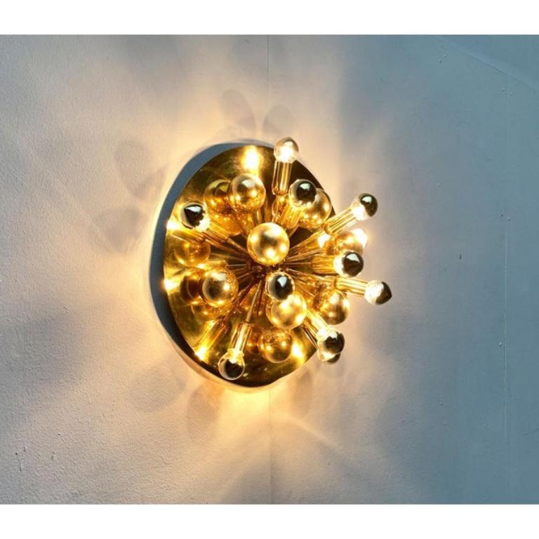 Lampada da soffitto o da parete atomica in ottone tedesca di metà secolo di Dorothee Becker, anni '70 in vendita 4