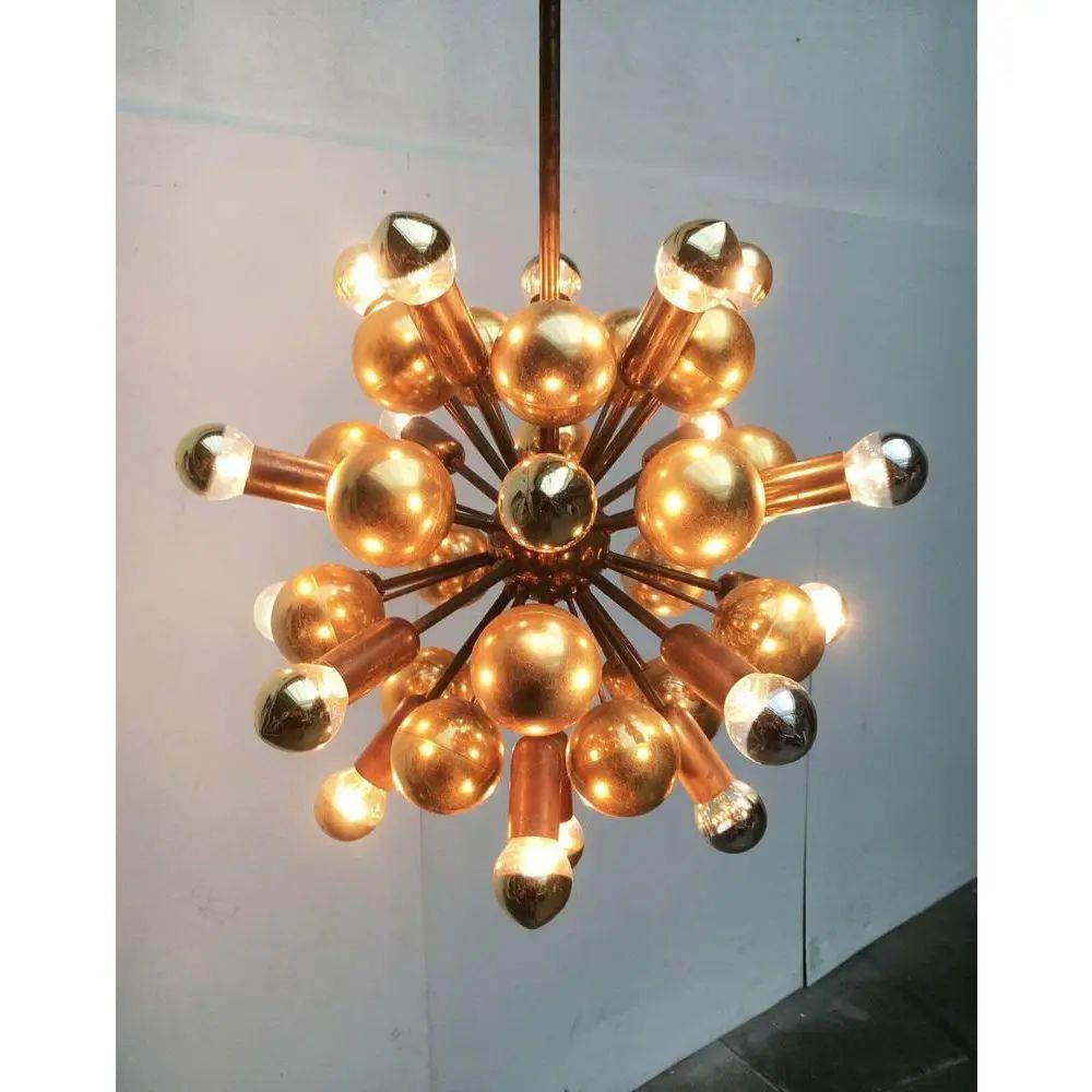 Mid-Century German Brass Atomic Ceiling Pendant Lamp by Dorothee Becker, 1970s For Sale 4