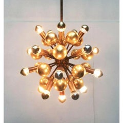 Lampada a sospensione atomica da soffitto in ottone tedesca di metà secolo di Dorothee Becker, anni '70