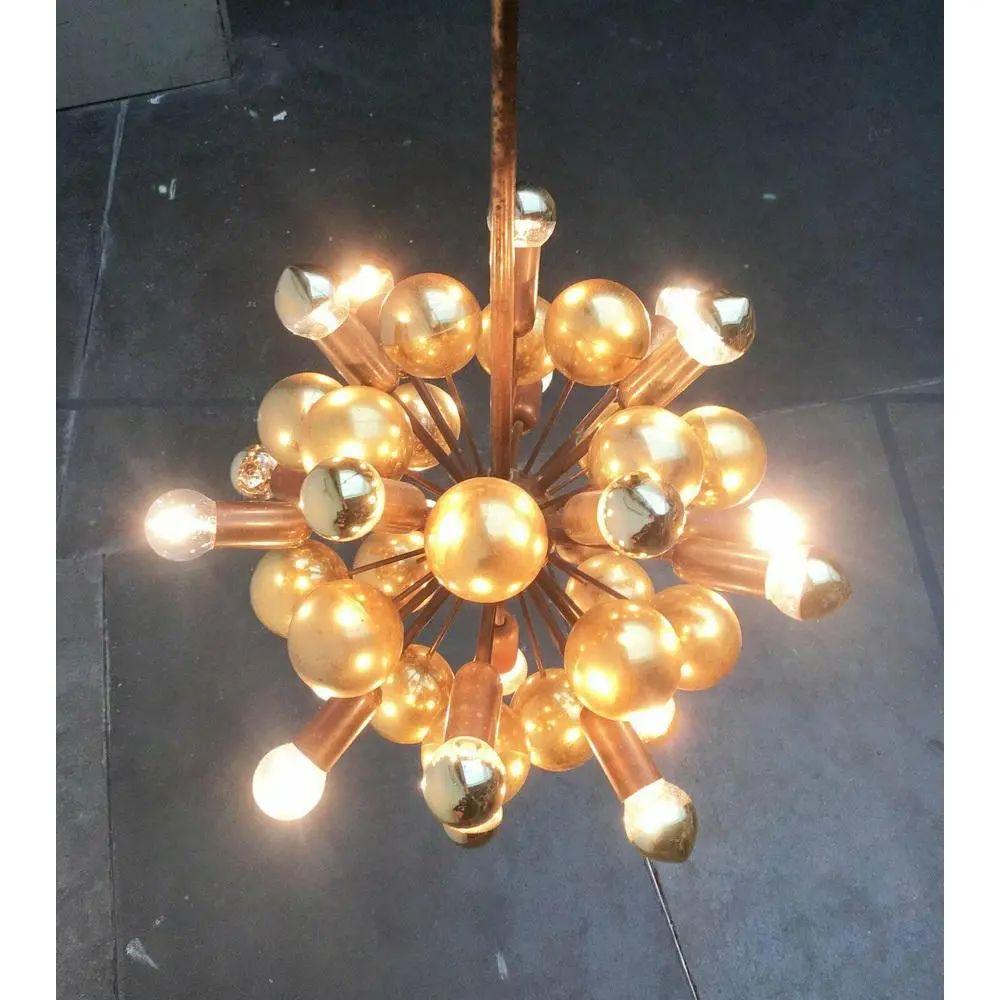 Mid-Century Modern Mid-Century German Brass Atomic Ceiling Pendant Lamp by Dorothee Becker, 1970s For Sale