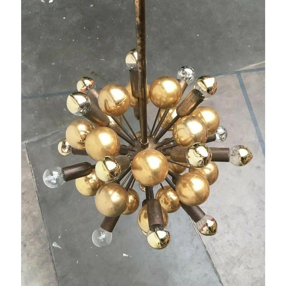 Mid-Century German Brass Atomic Ceiling Pendant Lamp by Dorothee Becker, 1970s For Sale 1