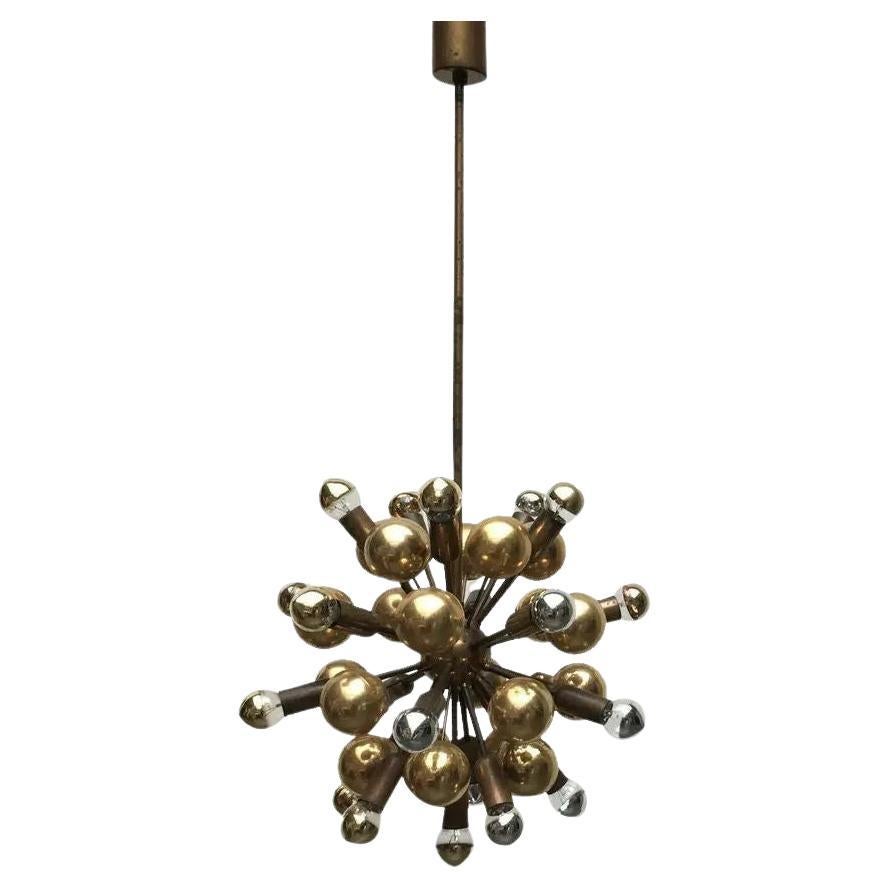 Mid-Century German Brass Atomic Ceiling Pendant Lamp by Dorothee Becker, 1970s For Sale