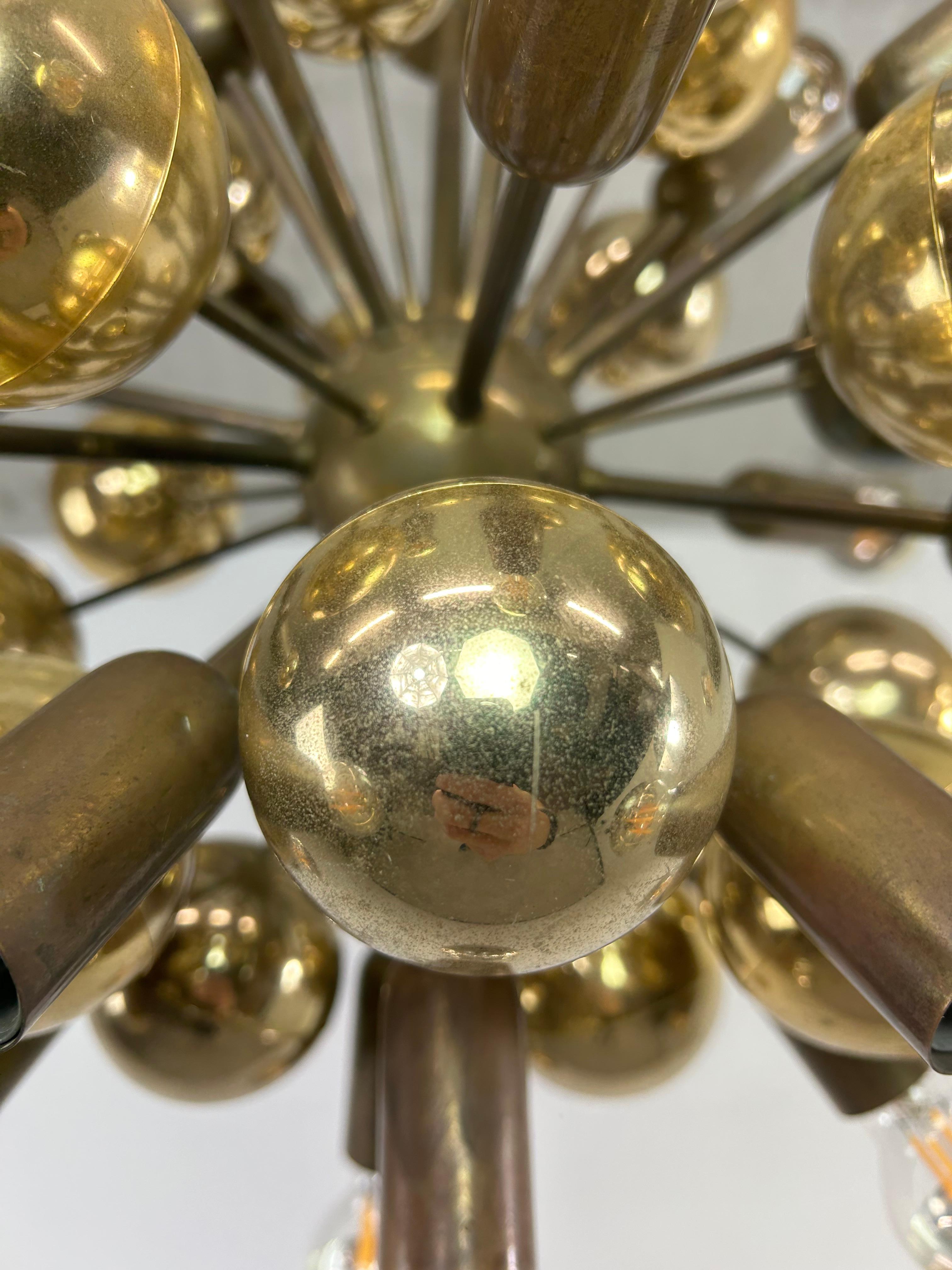 Mid-Century Modern Mid-Century German Brass Atomic Ceiling Pendant Lamp by Dorothee Becker For Sale