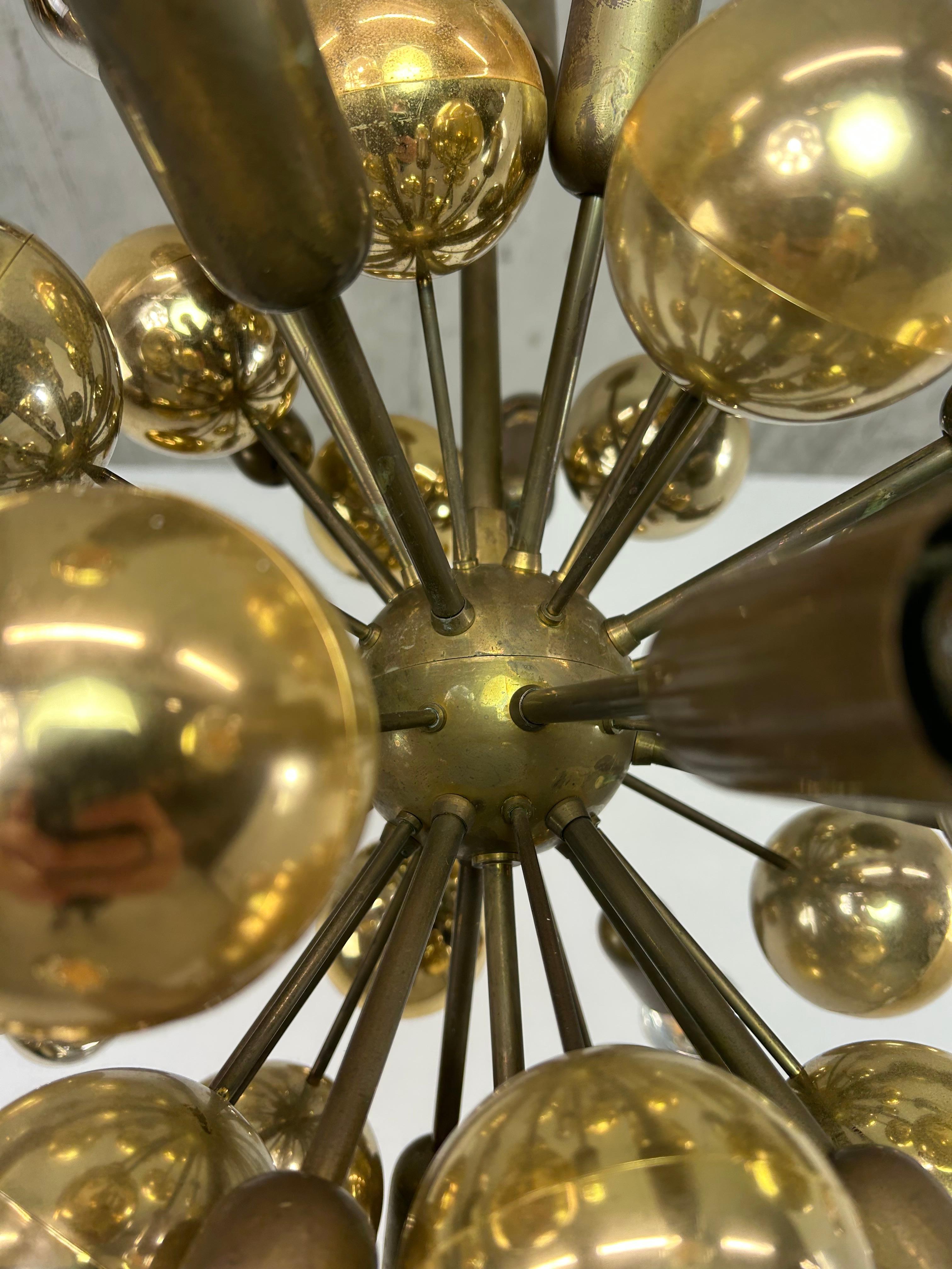 Mid-Century German Brass Atomic Ceiling Pendant Lamp by Dorothee Becker In Good Condition For Sale In Banská Štiavnica, SK