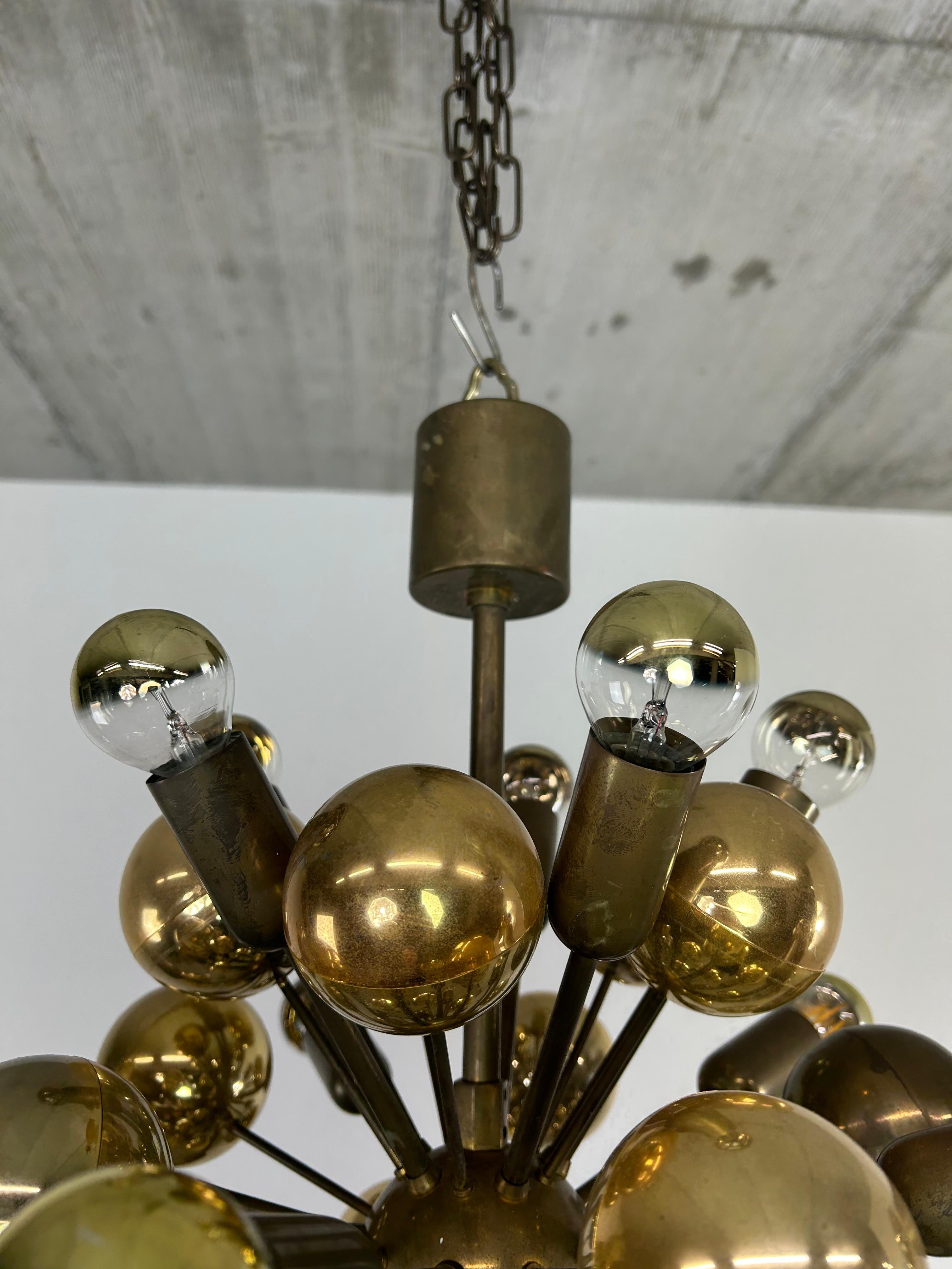 Late 20th Century Mid-Century German Brass Atomic Ceiling Pendant Lamp by Dorothee Becker For Sale