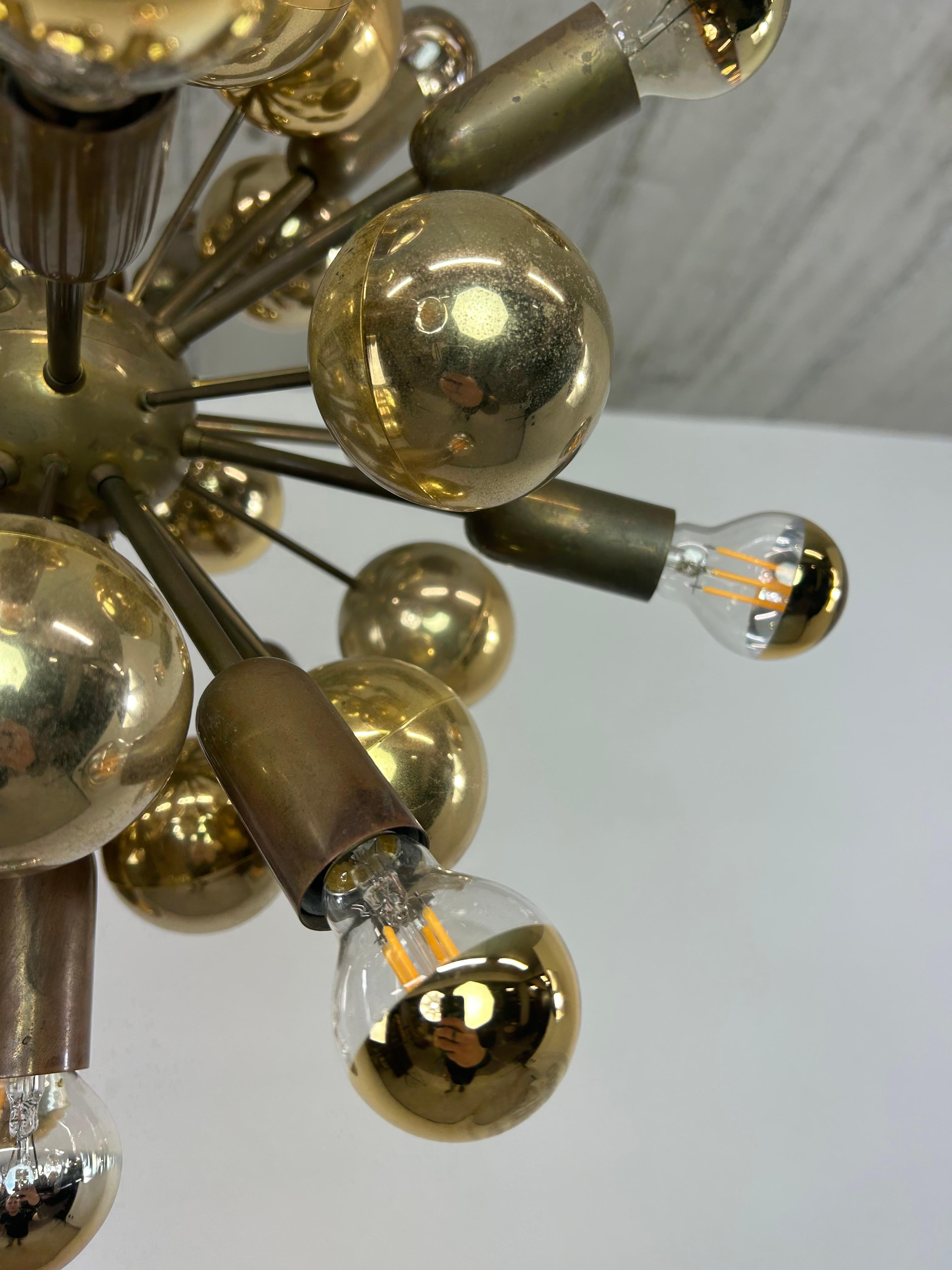 Mid-Century German Brass Atomic Ceiling Pendant Lamp by Dorothee Becker For Sale 1