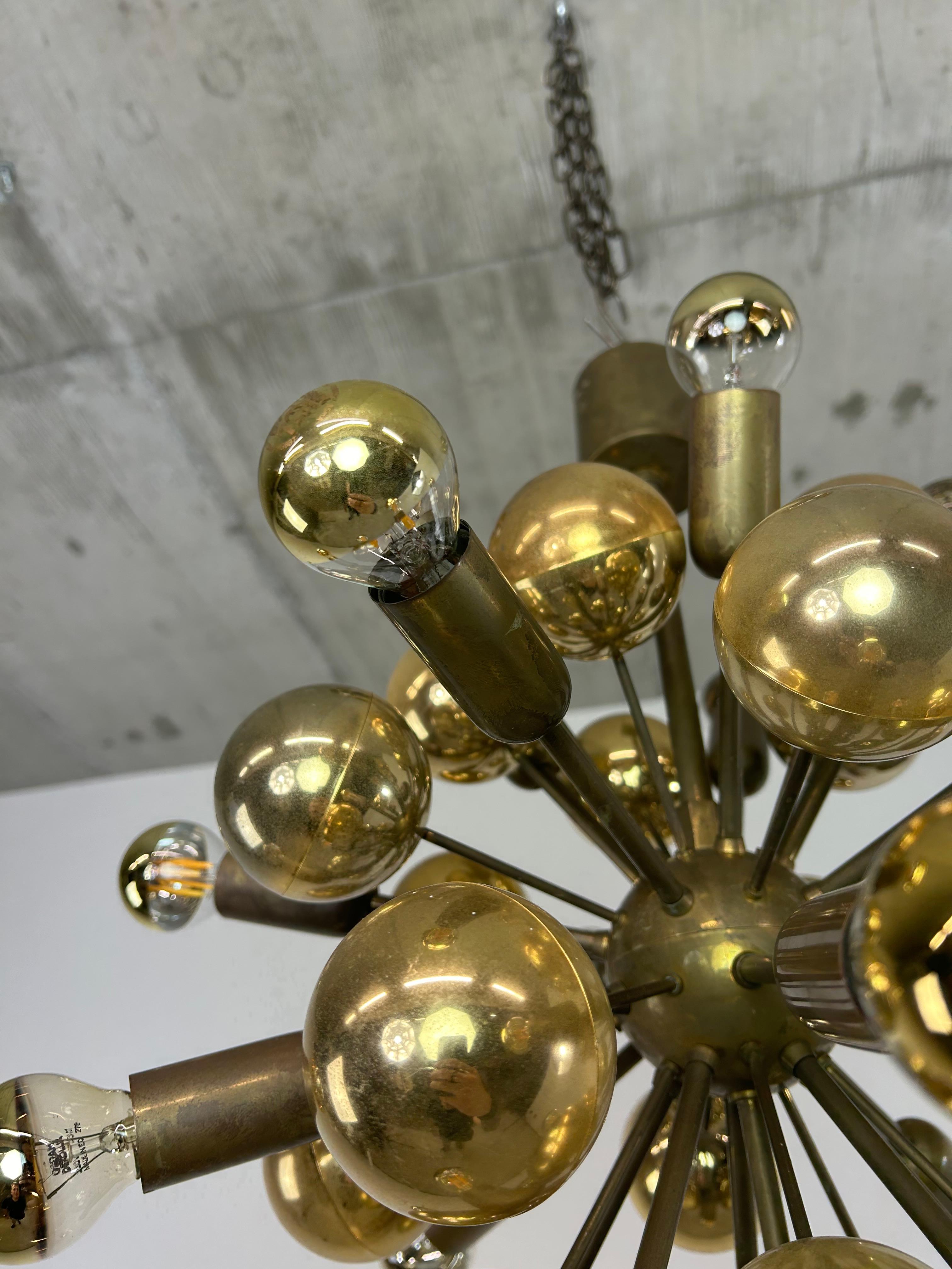 Mid-Century German Brass Atomic Ceiling Pendant Lamp by Dorothee Becker For Sale 2