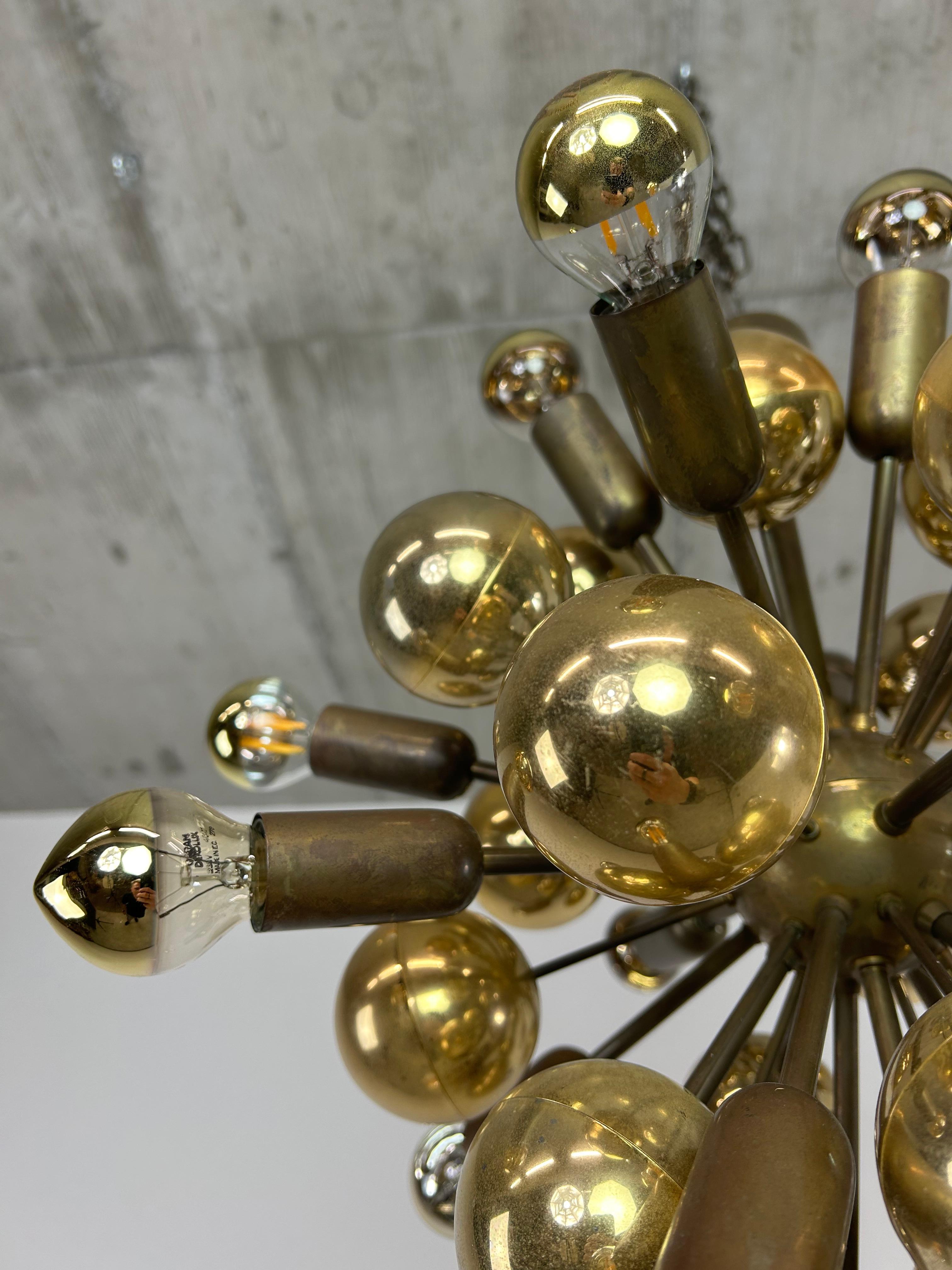 Mid-Century German Brass Atomic Ceiling Pendant Lamp by Dorothee Becker For Sale 3