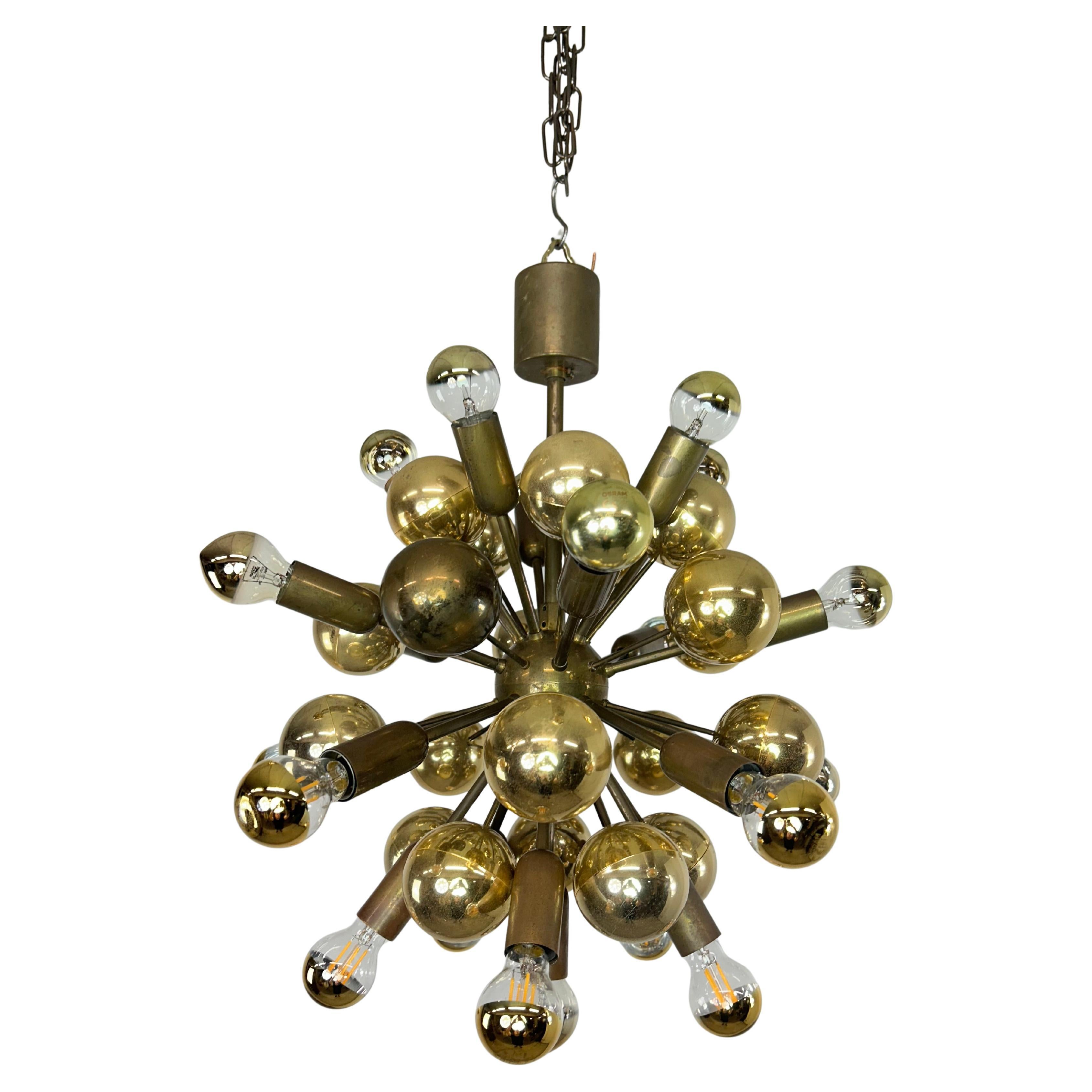 Mid-Century German Brass Atomic Ceiling Pendant Lamp by Dorothee Becker For Sale
