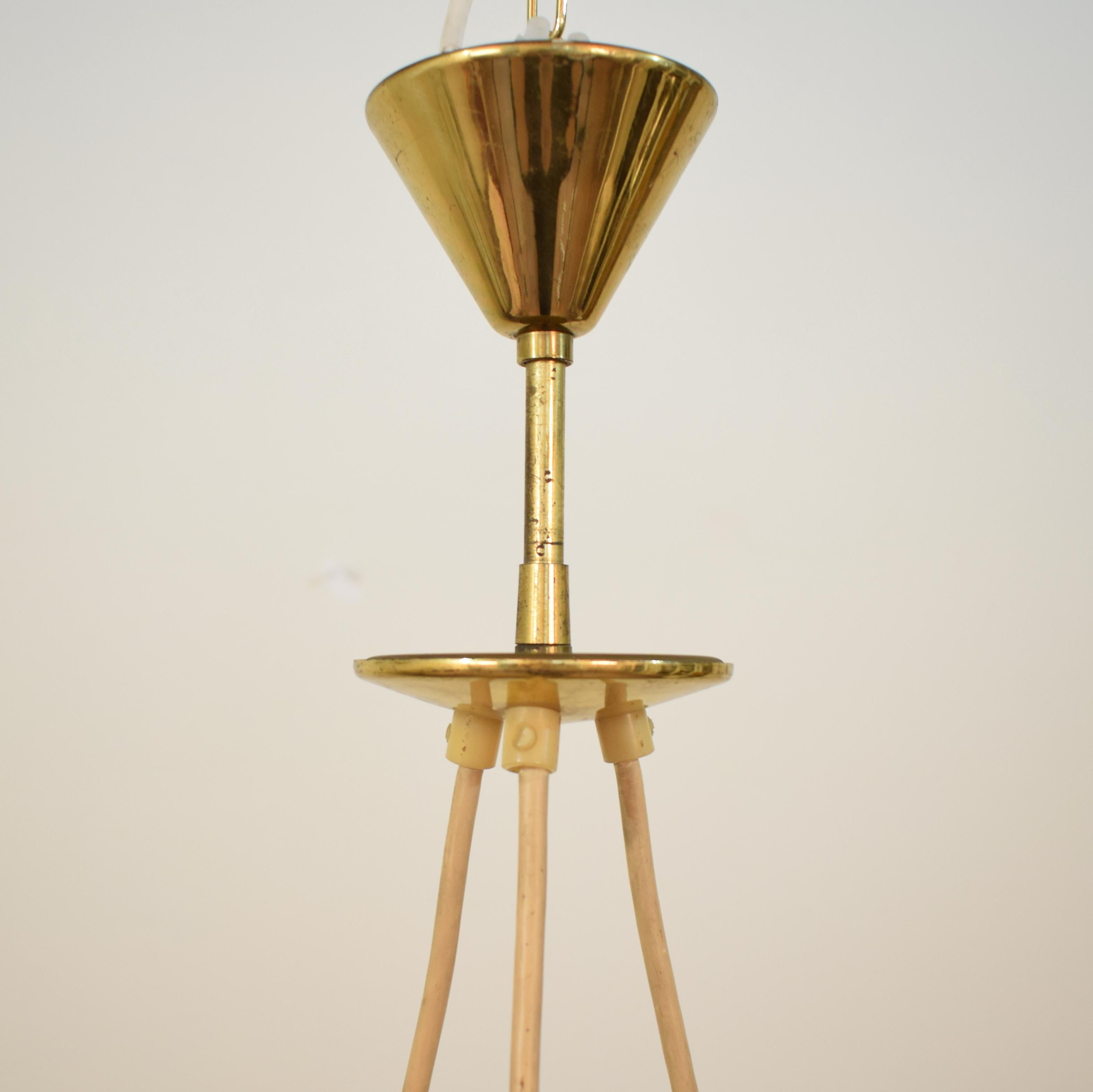 Midcentury German Brass Chandelier by Vereinigte Werkstätten München In Good Condition In Berlin, DE