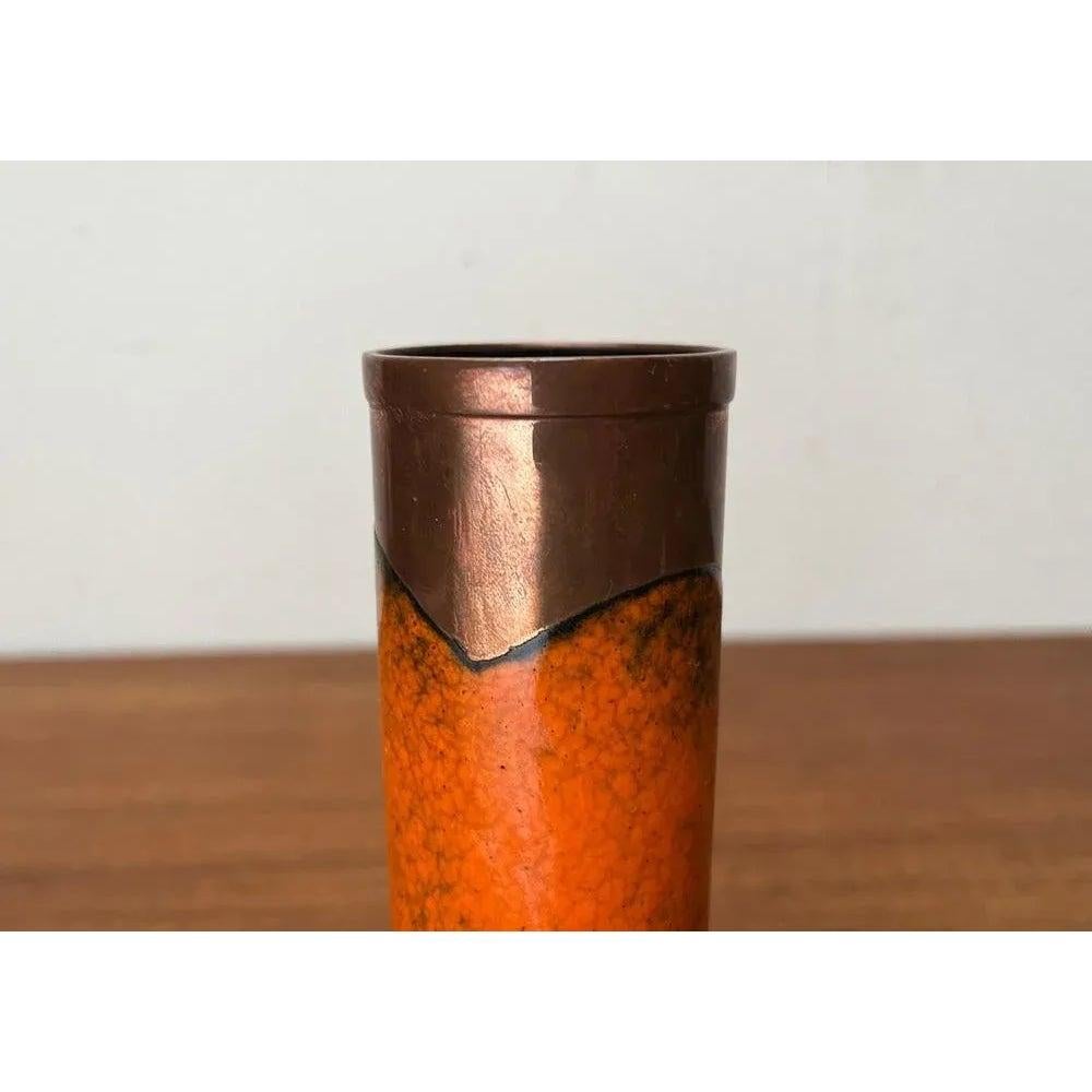 Vase en cuivre de lave gras Brutalist allemand du milieu du siècle, années 1960 en vente 3