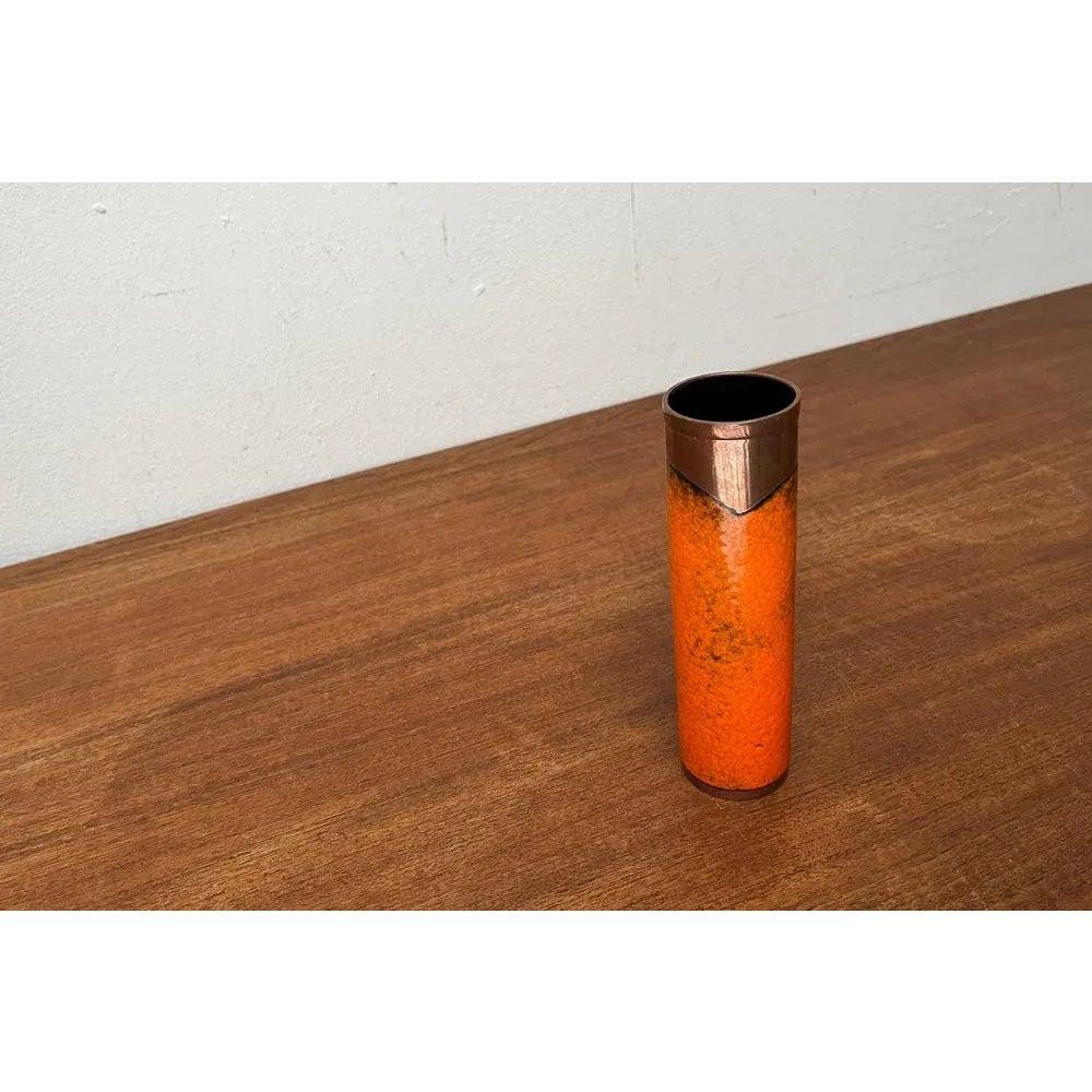 Mid-Century Modern Vase en cuivre de lave gras Brutalist allemand du milieu du siècle, années 1960 en vente