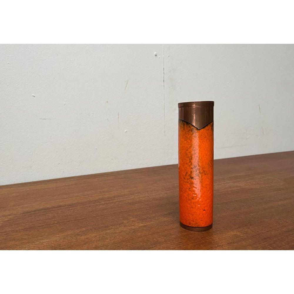 Vase en cuivre de lave gras Brutalist allemand du milieu du siècle, années 1960 Excellent état - En vente à Hamburg, DE