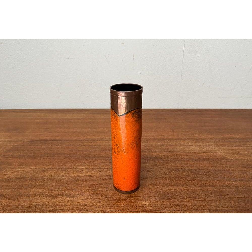 20ième siècle Vase en cuivre de lave gras Brutalist allemand du milieu du siècle, années 1960 en vente