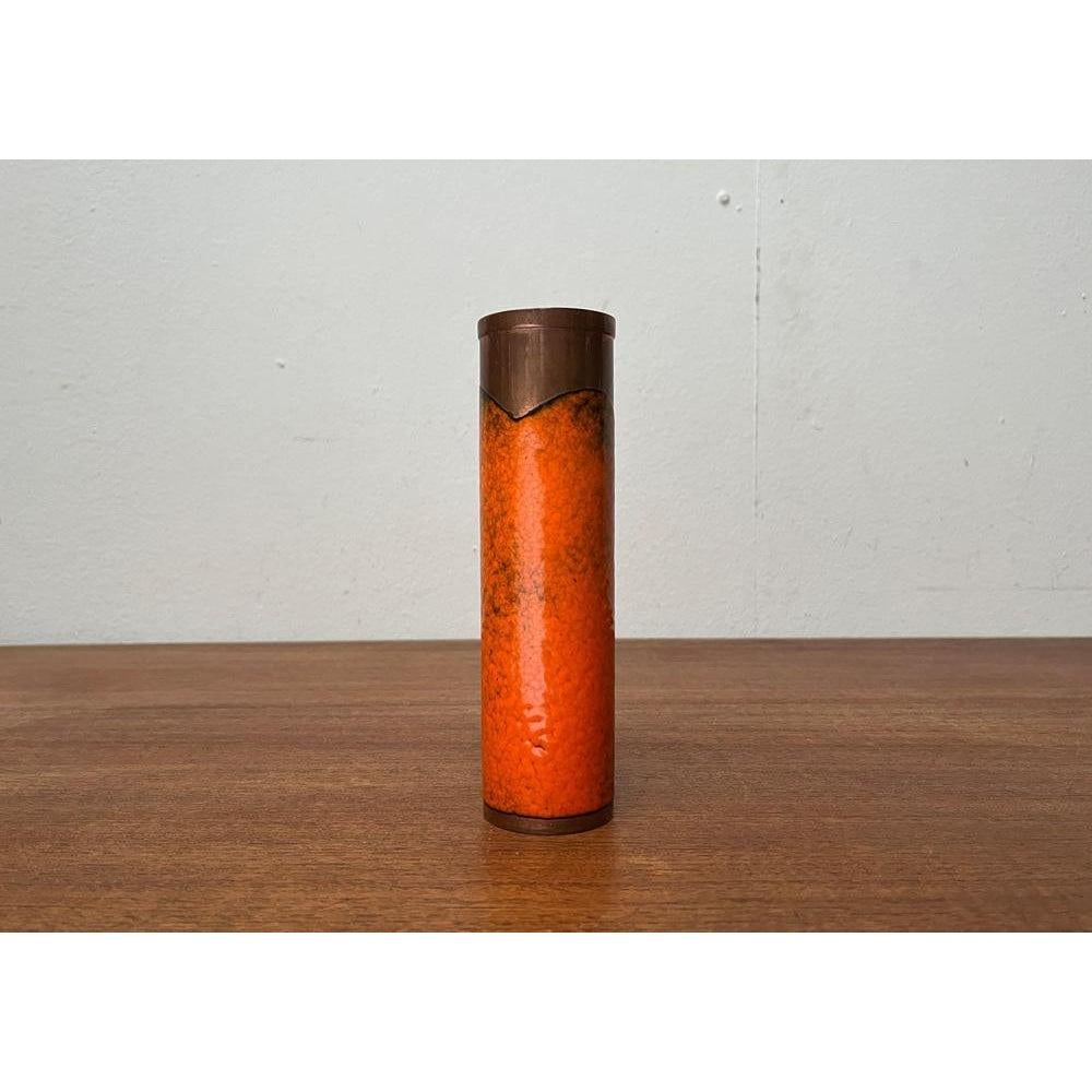 Métal Vase en cuivre de lave gras Brutalist allemand du milieu du siècle, années 1960 en vente