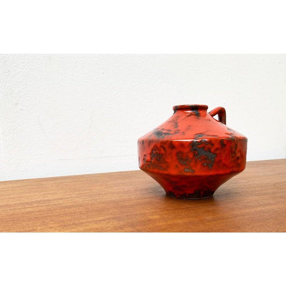 Deutsche brutalistische fette Lava-Keramik Ufo-Vase, 1960er Jahre im Angebot 6