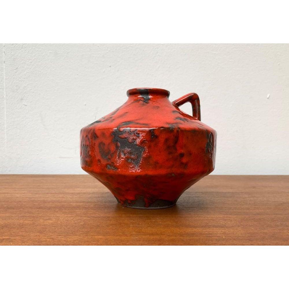 Deutsche brutalistische fette Lava-Keramik Ufo-Vase, 1960er Jahre im Angebot 3