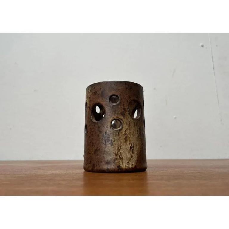 Mid-Century German Brutalist Handmade Pottery Candleholder, 1960s For Sale 5