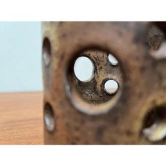 Mid-Century German Brutalist Handmade Pottery Candleholder, 1960s