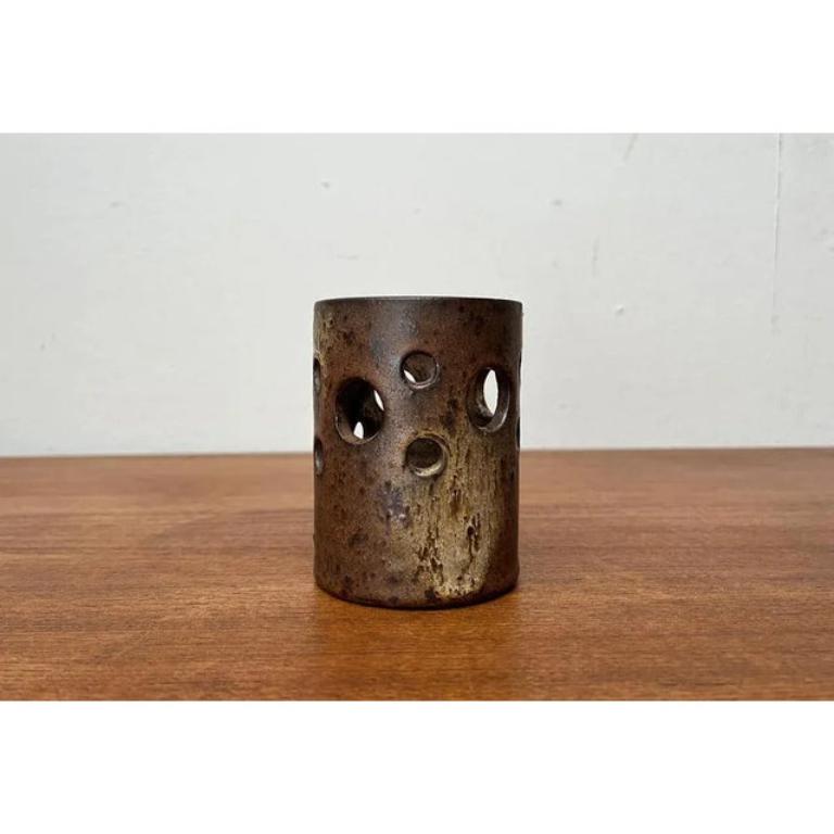 20th Century Mid-Century German Brutalist Handmade Pottery Candleholder, 1960s For Sale