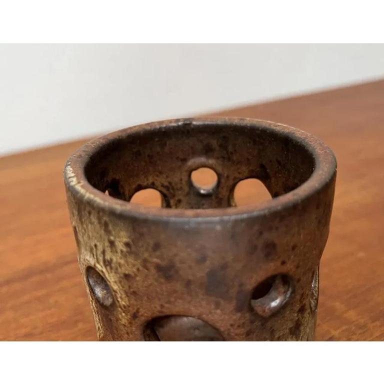 Mid-Century German Brutalist Handmade Pottery Candleholder, 1960s For Sale 2