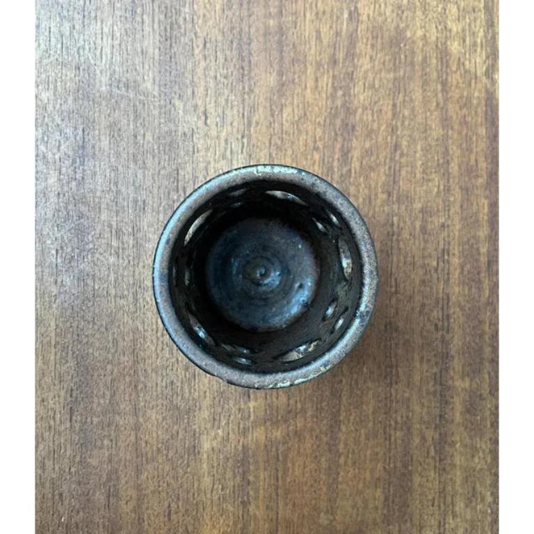 Mid-Century German Brutalist Handmade Pottery Candleholder, 1960s For Sale 4