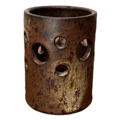 Mid-Century German Brutalist Handmade Pottery Candleholder, 1960s