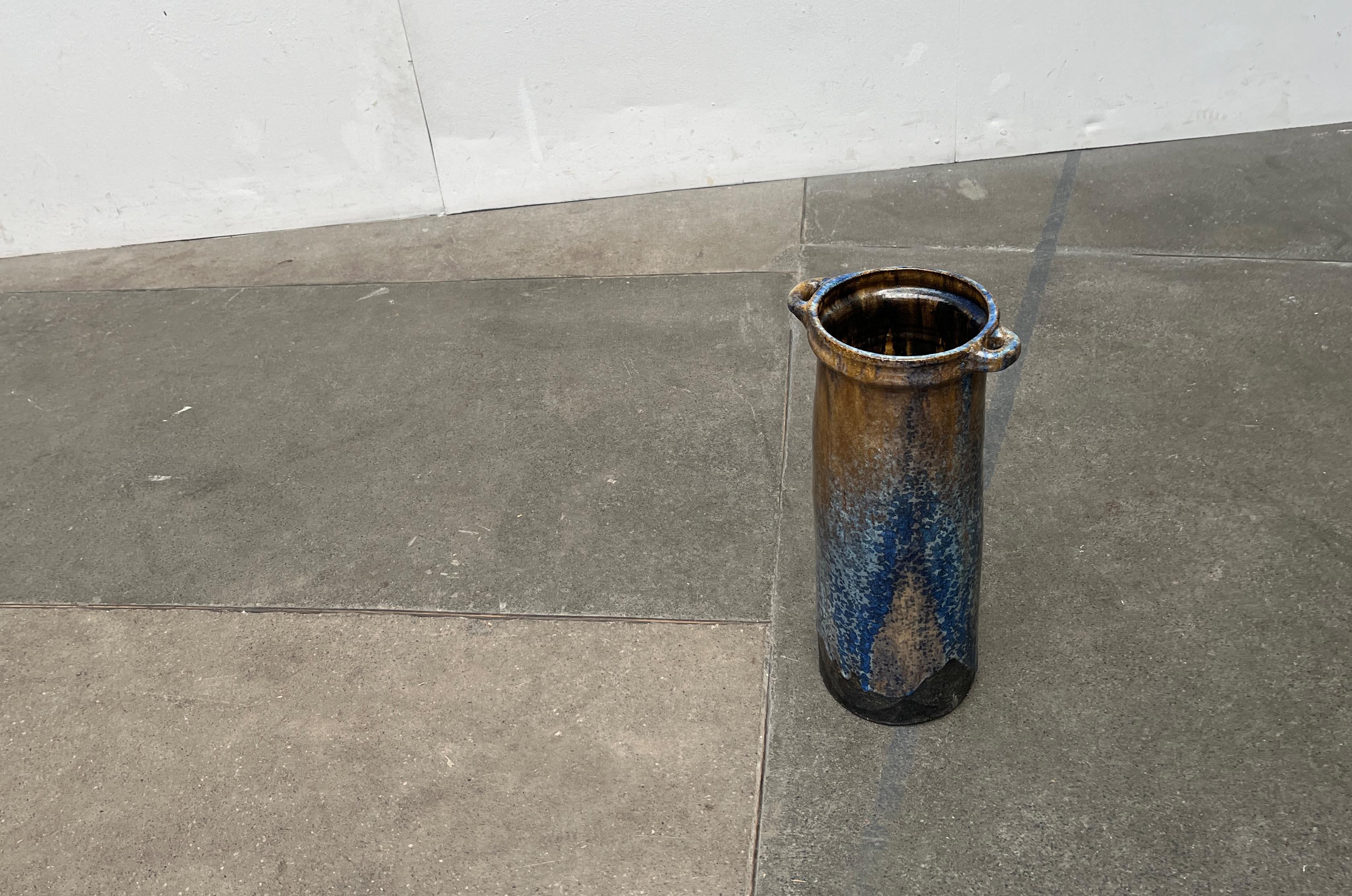 Mid-Century Modern German Brutalist Studio Pottery Floor Vase by Gerhard Liebenthron, 1967 