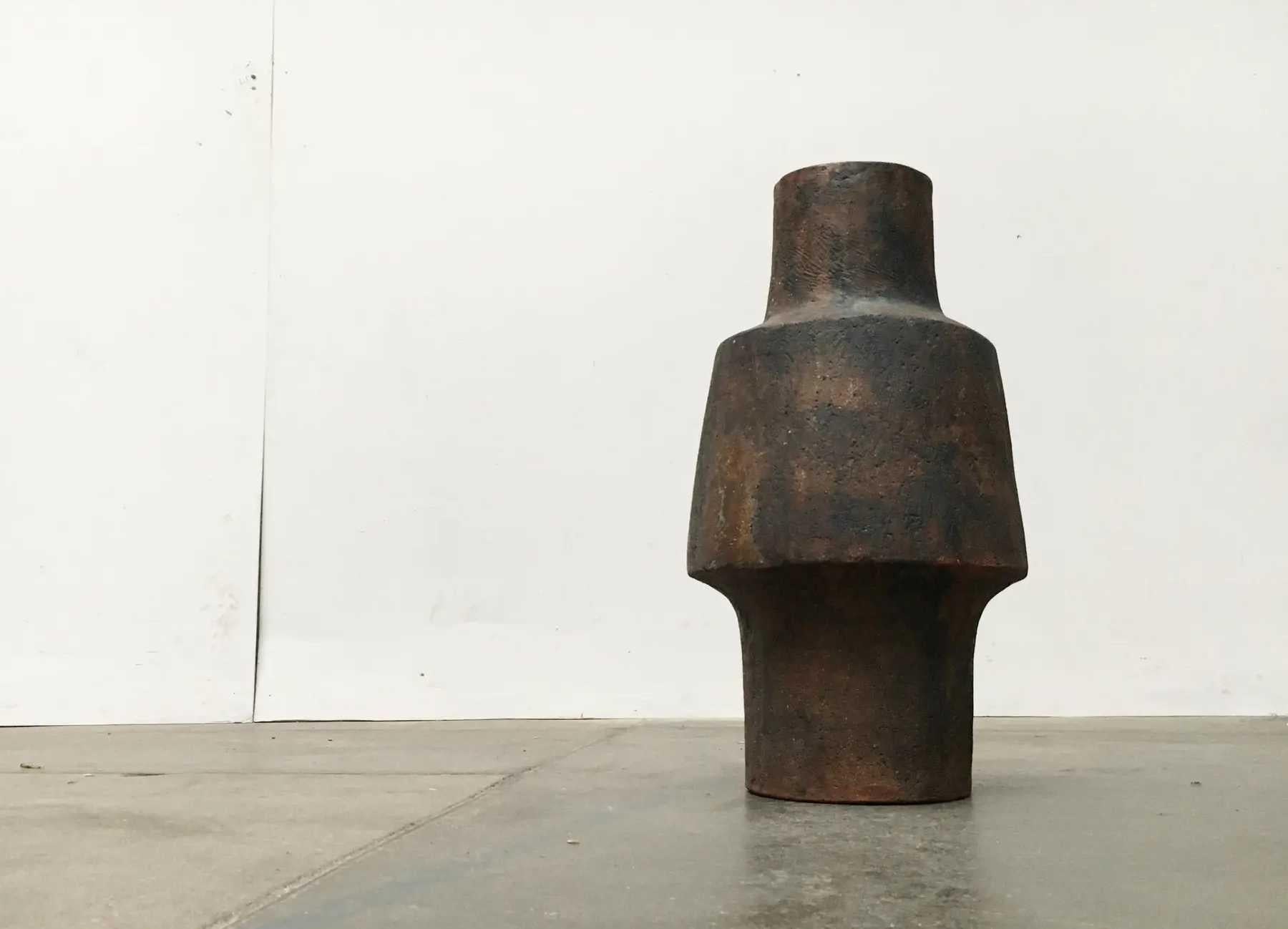 Mid-Century German Brutalist Studio Pottery Floor Vase by Gerhard Liebenthron For Sale 2