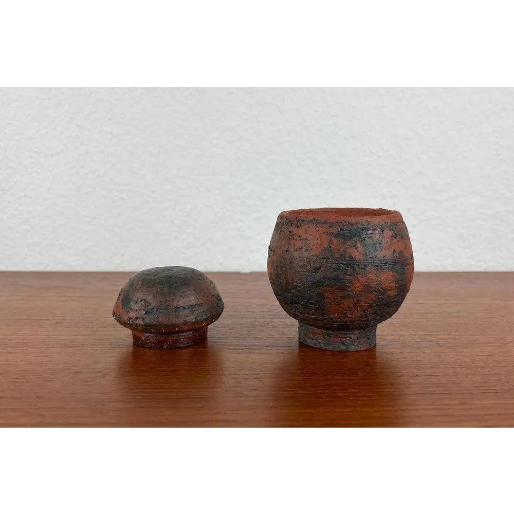 20th Century Mid-Century German Brutalist Studio Pottery Tea Canister with Lid, 1960s For Sale