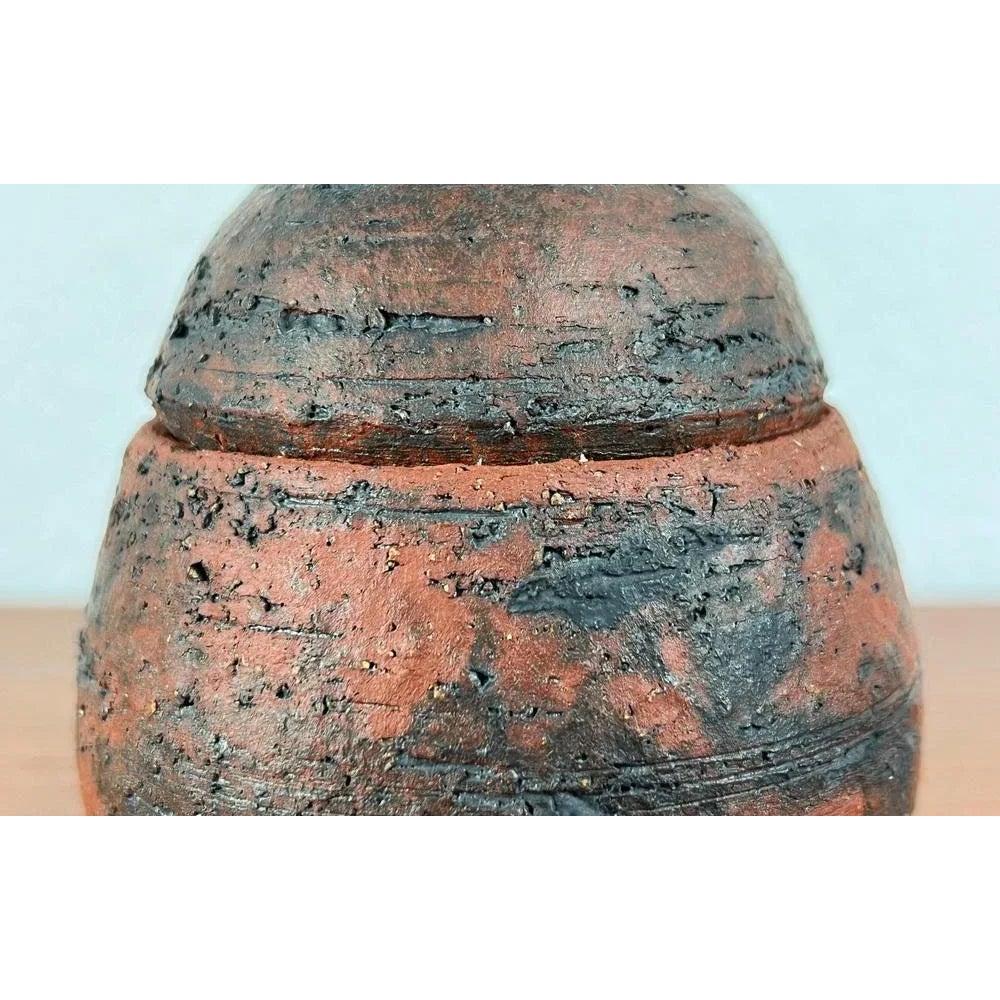 Ceramic Mid-Century German Brutalist Studio Pottery Tea Canister with Lid, 1960s For Sale