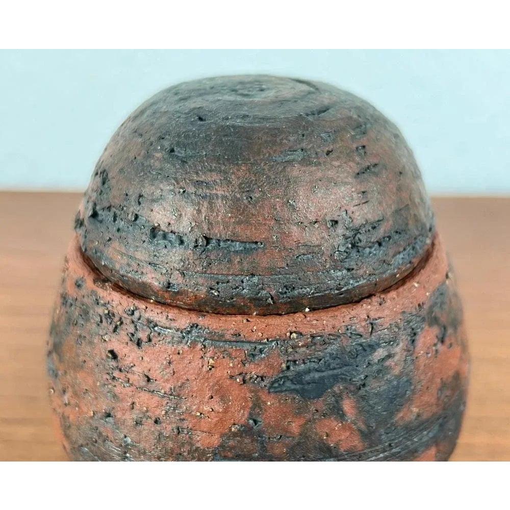 Mid-Century German Brutalist Studio Pottery Tea Canister with Lid, 1960s For Sale 2