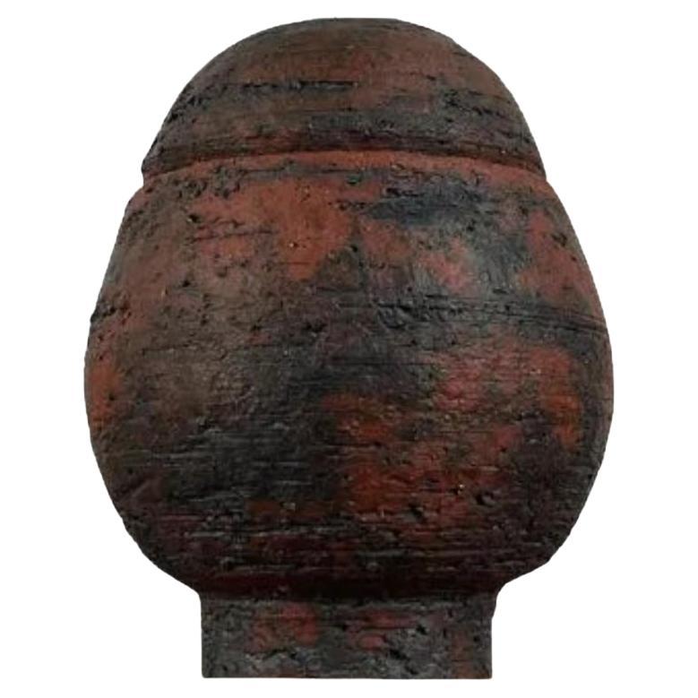 Bote de té con tapa de cerámica Studio Pottery alemana brutalista de mediados de siglo, años 60