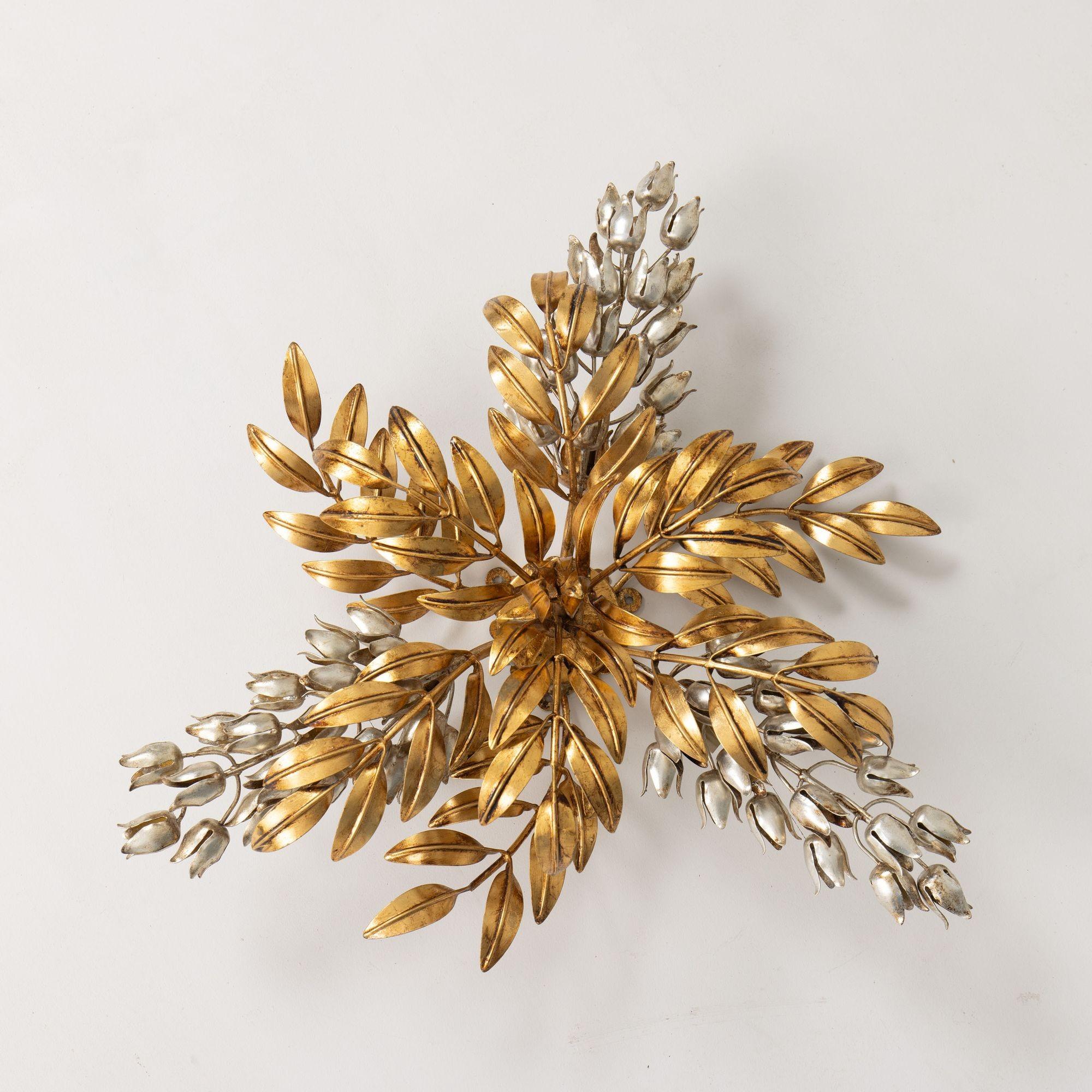 Mid Century German Ceiling Light or Wall Sconce Appliqué by Hans Kögl In Good Condition For Sale In Wichita, KS