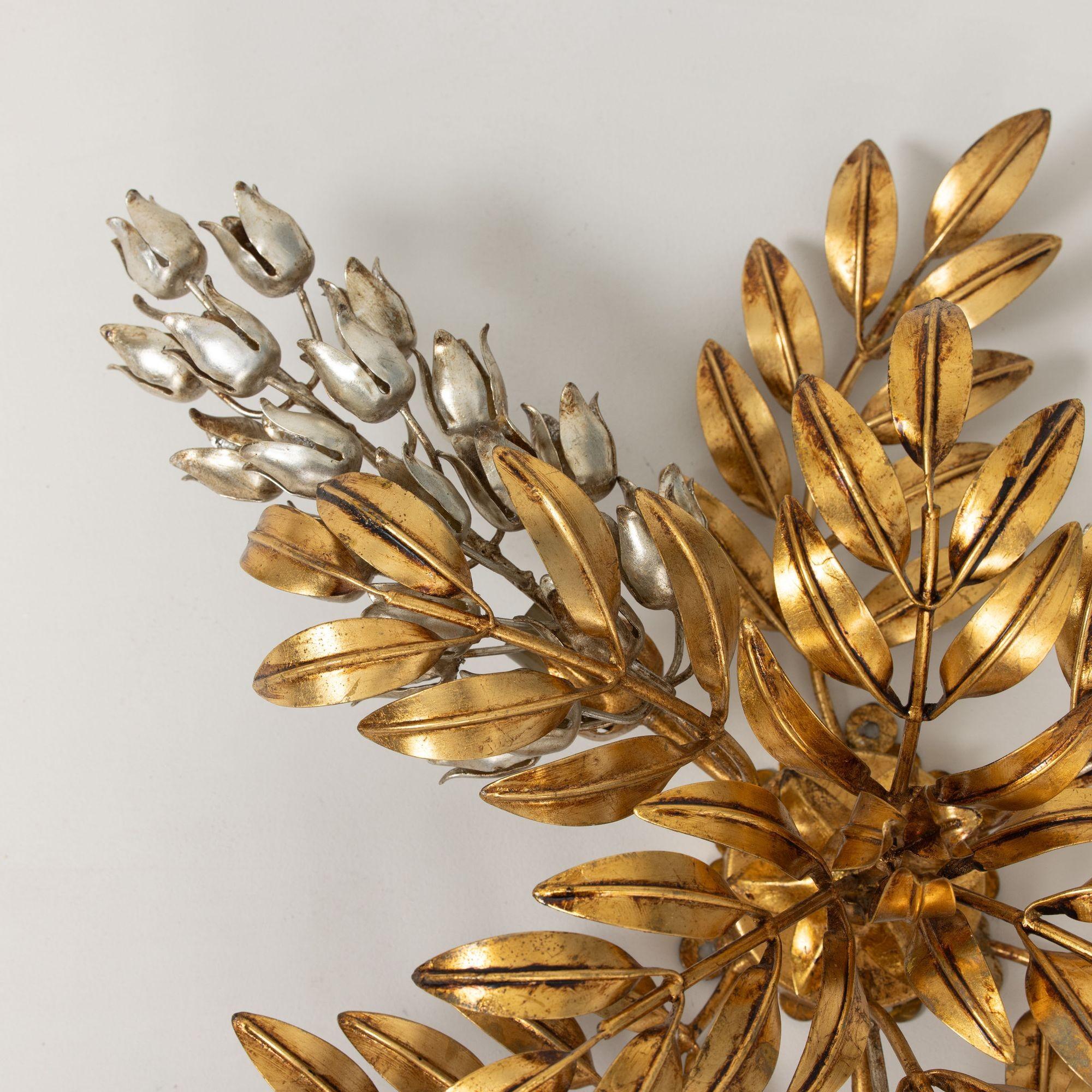 Metal Mid Century German Ceiling Light or Wall Sconce Appliqué by Hans Kögl For Sale