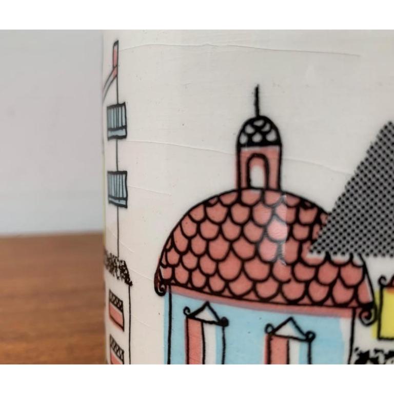 Scatola o barattolo per biscotti in ceramica tedesca di metà secolo con coperchio in teak, anni '60 in vendita 4