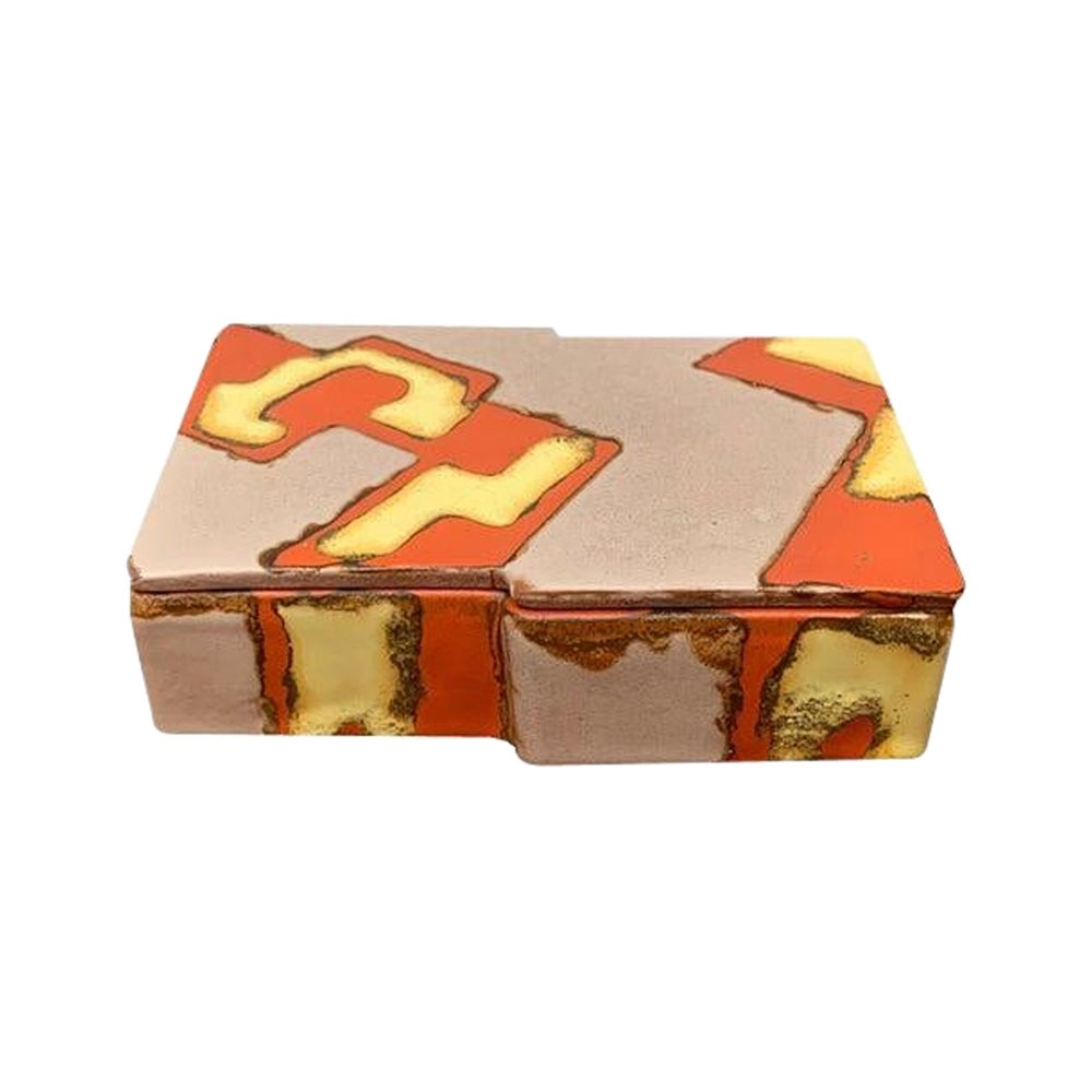 Scatola in ceramica tedesca di metà secolo con coperchio, anni '60
