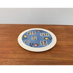 Mid-Century German Ceramic Cake Plate with Flower Motifs from Limburg, 1960s