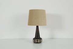 Mid-Century German Ceramic Table Lamp by Keramik with Original Linen Shade