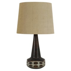 Mid-Century German Ceramic Table Lamp by Keramik with Original Linen Shade