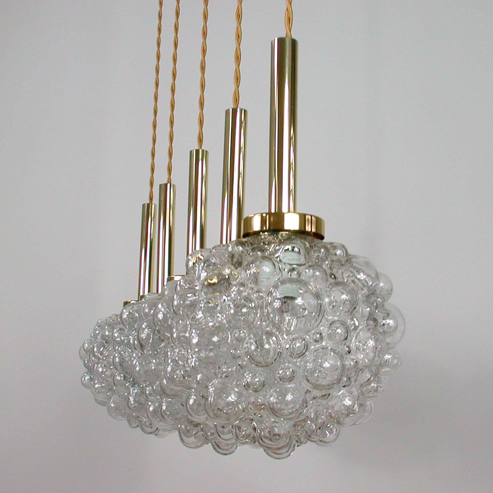 Midcentury German Clear Bubble and Brass Pendant, 1960s In Good Condition For Sale In NUEMBRECHT, NRW