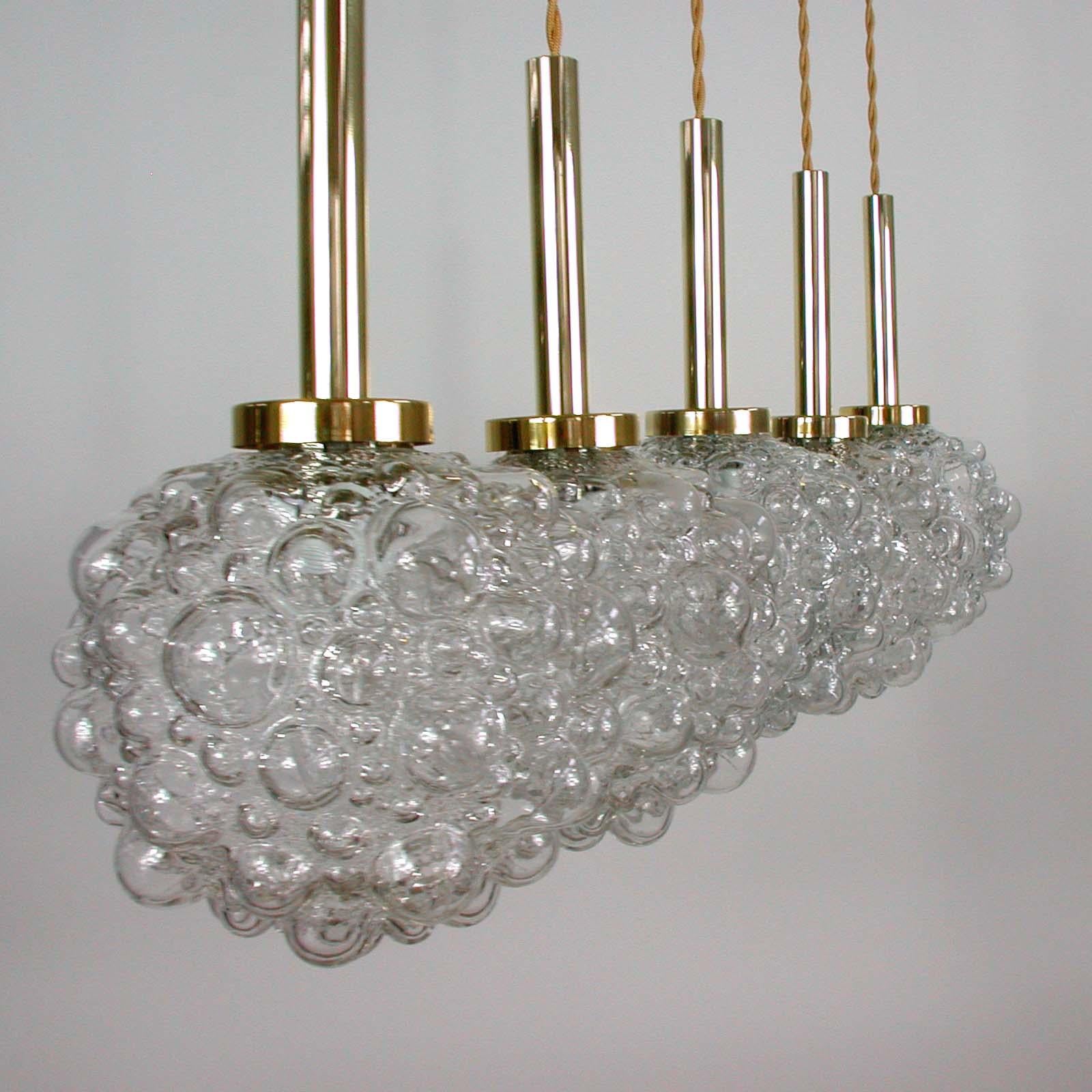 Midcentury German Clear Bubble and Brass Pendant, 1960s For Sale 1