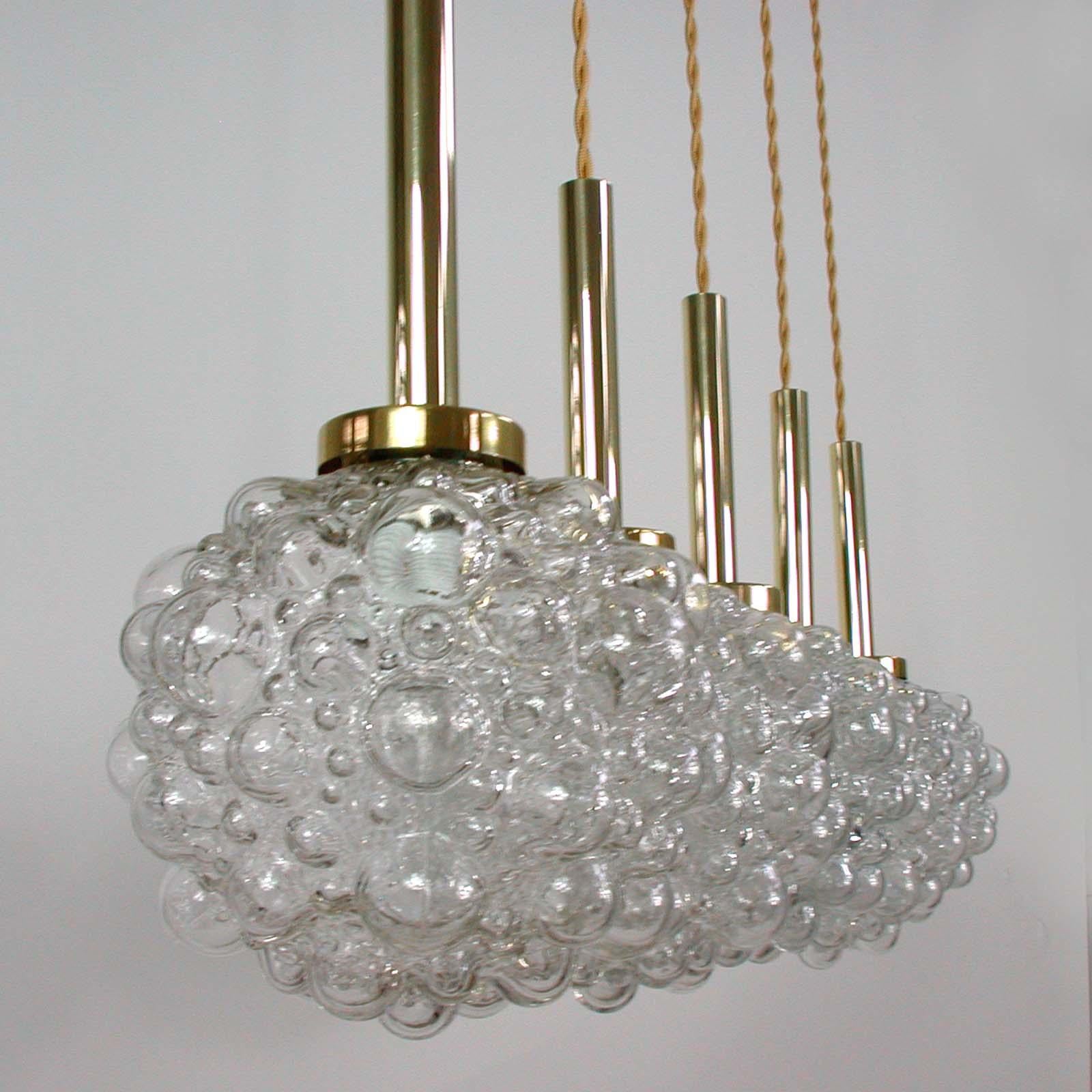 Midcentury German Clear Bubble and Brass Pendant, 1960s For Sale 2